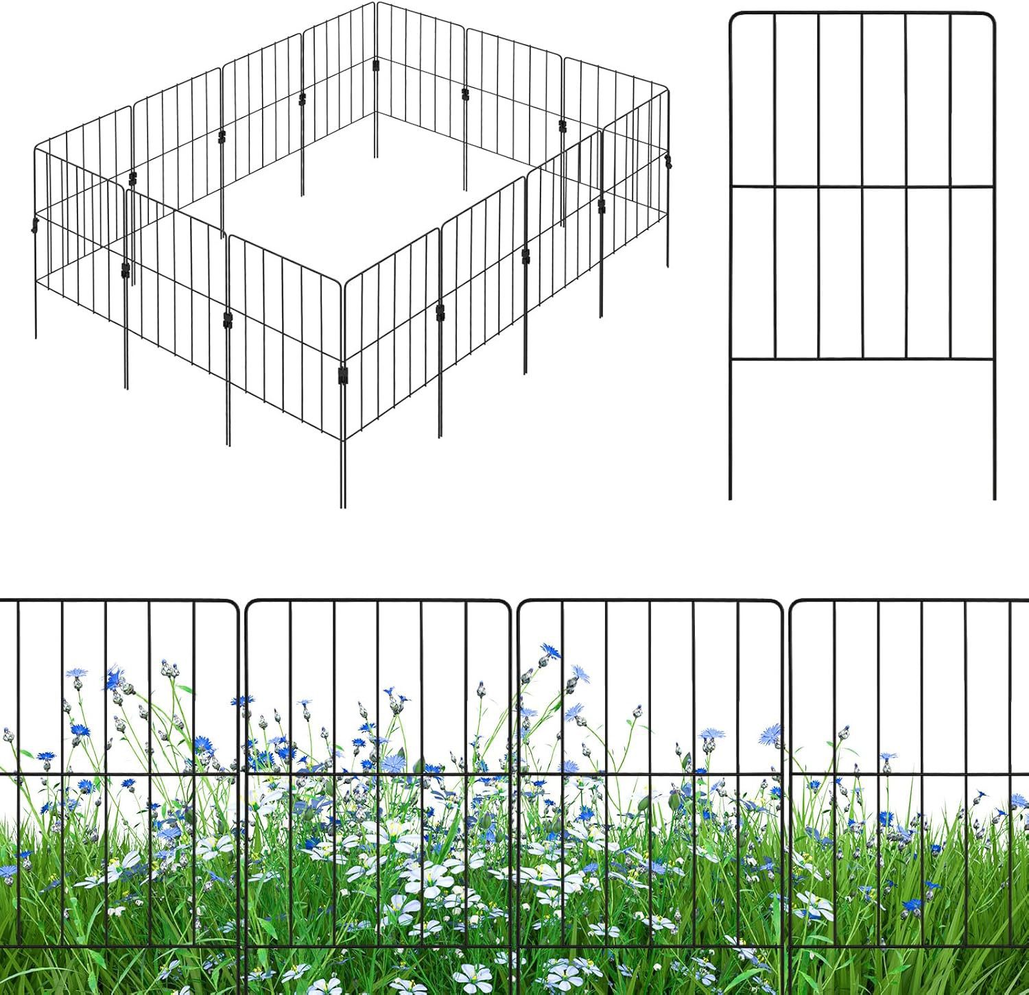 KOMFOTTEU Gartenzaun Steckzaun Metall, 60cm hoch, für Hunde, Garten günstig online kaufen