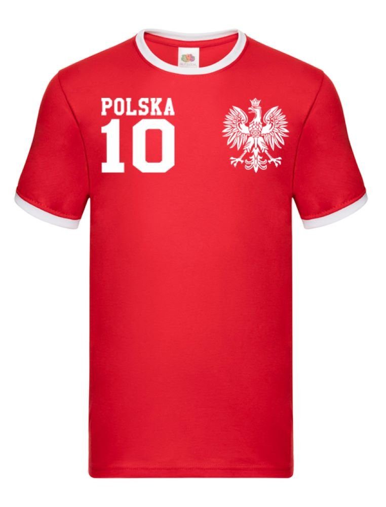 Blondie & Brownie T-Shirt Herren Polen Polska Sport Trikot Fußball Weltmeister WM Europa EM Weiss/Rot