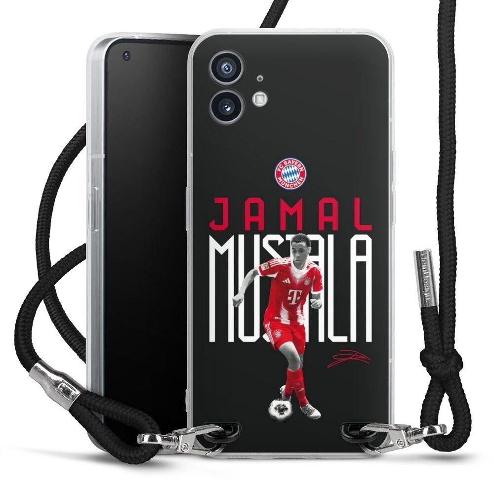 DeinDesign Handyhülle FC Bayern München Jamal Musiala Offizielles Lizenzprodukt, Nothing Phone 1 Handykette Hülle mit Band Case zum Umhängen