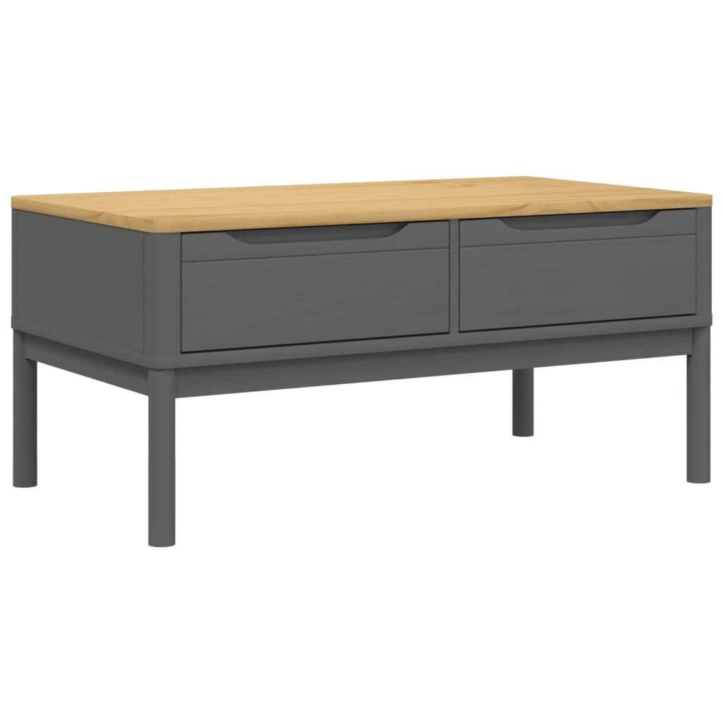 vidaXL Couchtisch Couchtisch FLORO Grau 99x55,5x45 cm Massivholz Kiefer (1-St)