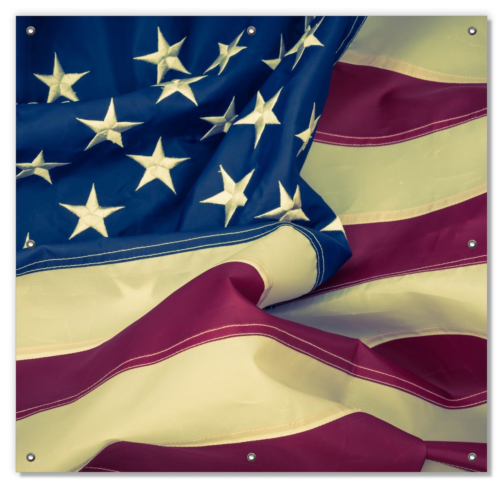 Sonnenschutz Amerikanische Flagge im Wind, Wallario, blickdicht, mit Saugnäpfen, wiederablösbar und wiederverwendbar
