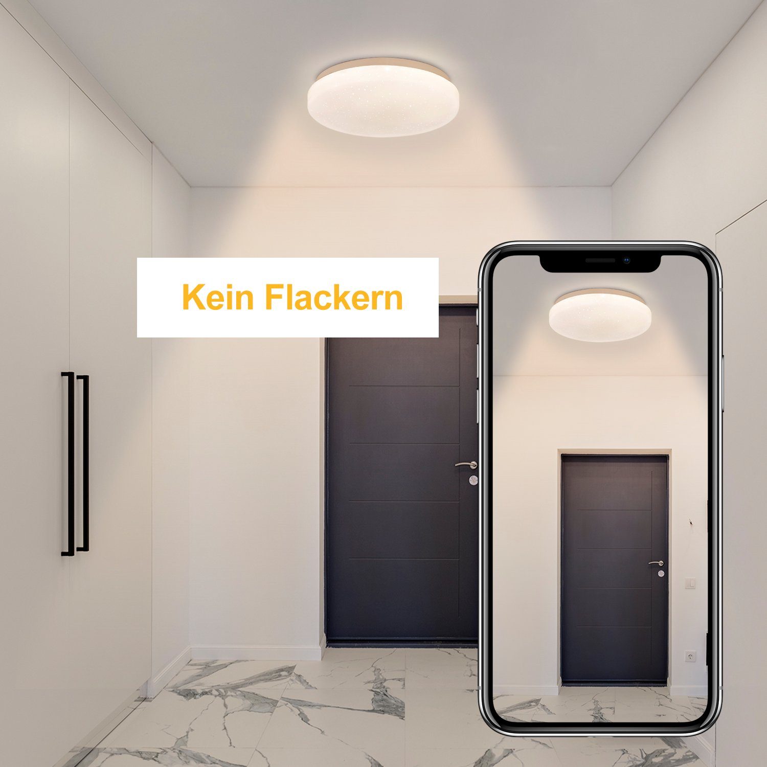 ZMH LED Deckenleuchte Klein Sternenhimmel Modern Deckenlampe für Schlafzimmer Wohnzimmer, LED fest integriert, Warmweiß, 15W, 3000K – Bild 3 von 5