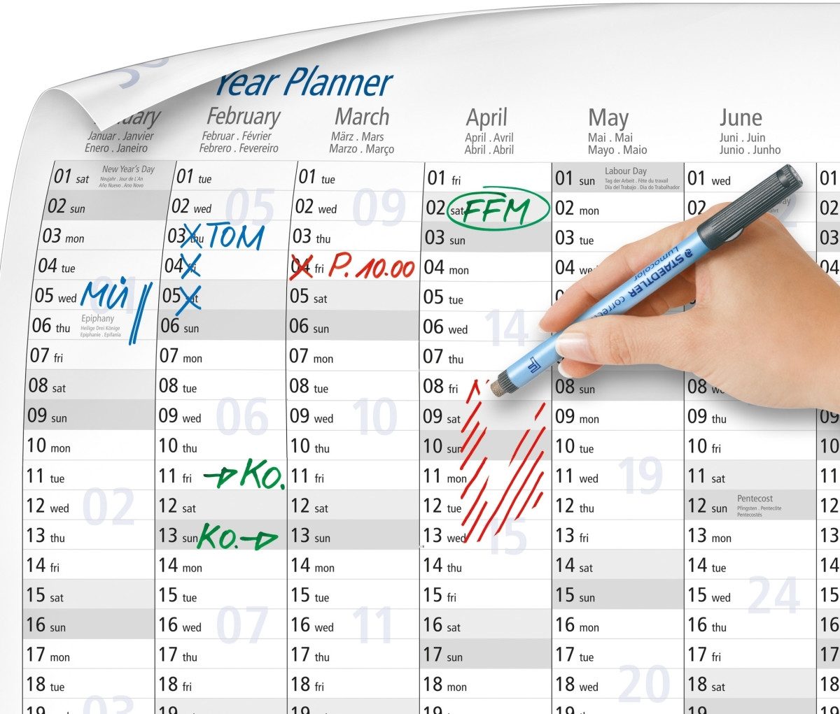 STAEDTLER Jahresplaner Jahresplaner A3 abwischbar Kalendarium 2026