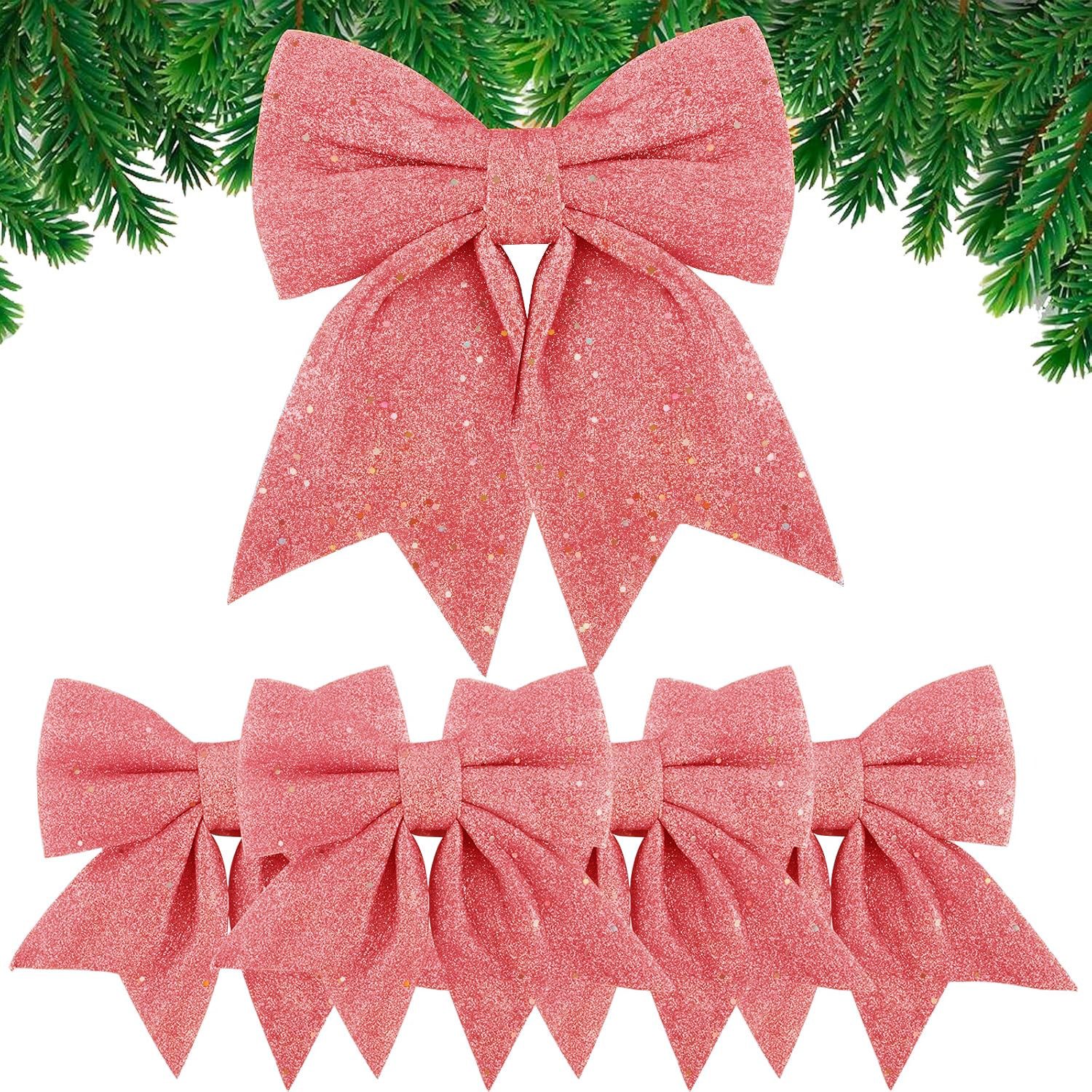 Coonoor Weihnachtsbaumschleife Weihnachtsbaum Schleifen Set, Weihnachtsdekorations Schleifen (5-tlg), Weihnachtliche Schleifen-Dekorationsanhänger
