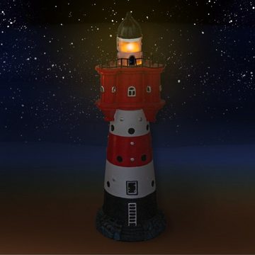 colourliving Dekofigur Leuchtturm Roter Sand Deko Leuchtturm LED Licht (33 cm, Maritime Dekoration)