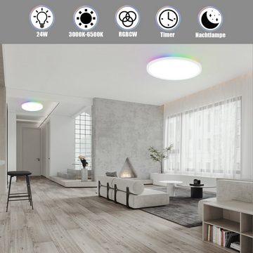 Nettlife LED Panel RGB Farbwechsel Deckenleuchte Dimmbar mit Fernbedienung 30cm, IP44 Wasserdicht, LED fest integriert, für Bad Wohnzimmer Flur Küche Esszimmer Wohnzimmer Schlafzimmer