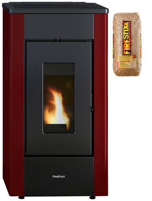 FreePoint Pelletofen SHARP Stahl, 7 kW, Raumheizvermögen: 168 m³, schwarz-rot