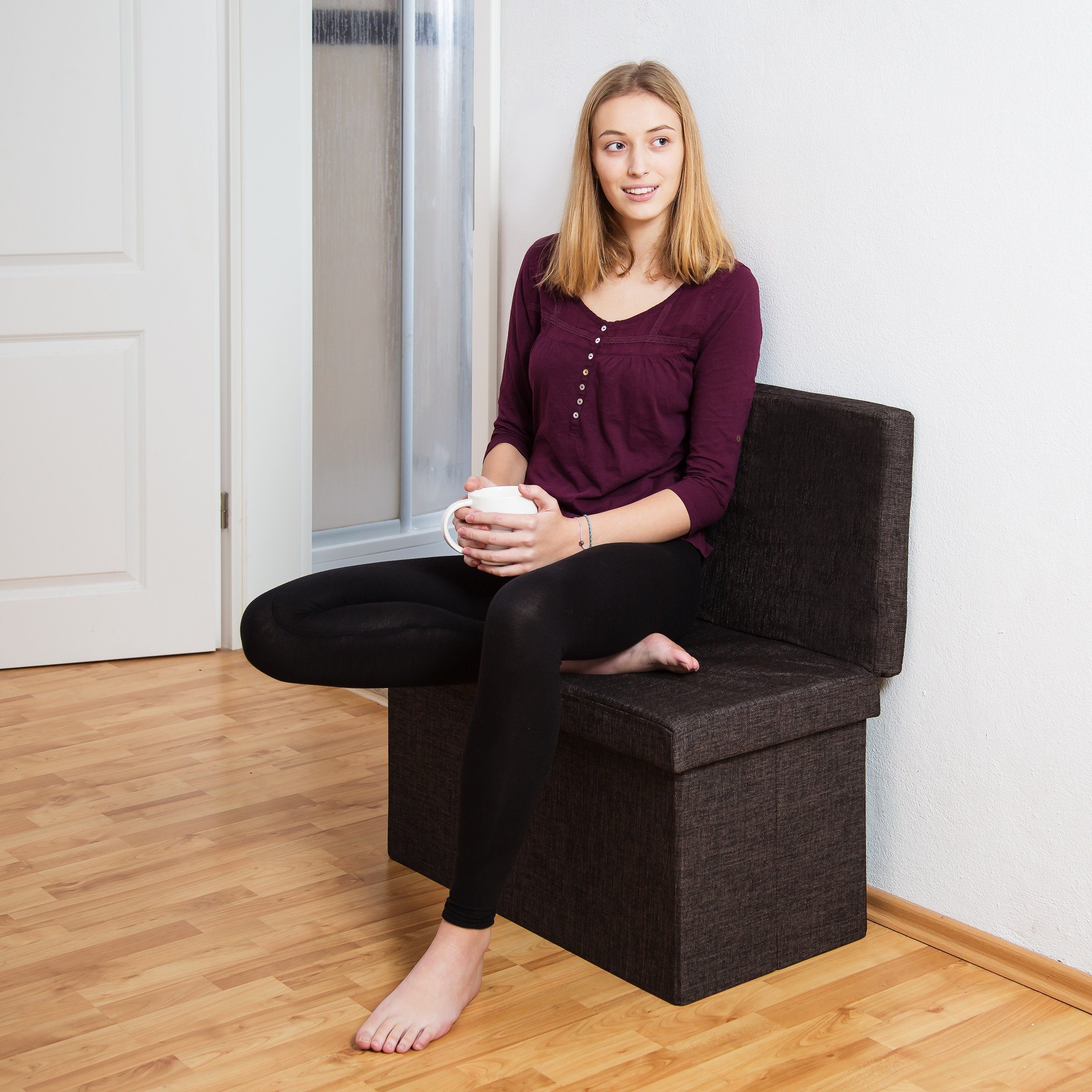 relaxdays Sitzhocker Faltbarer Sitzhocker mit Lehne günstig online kaufen