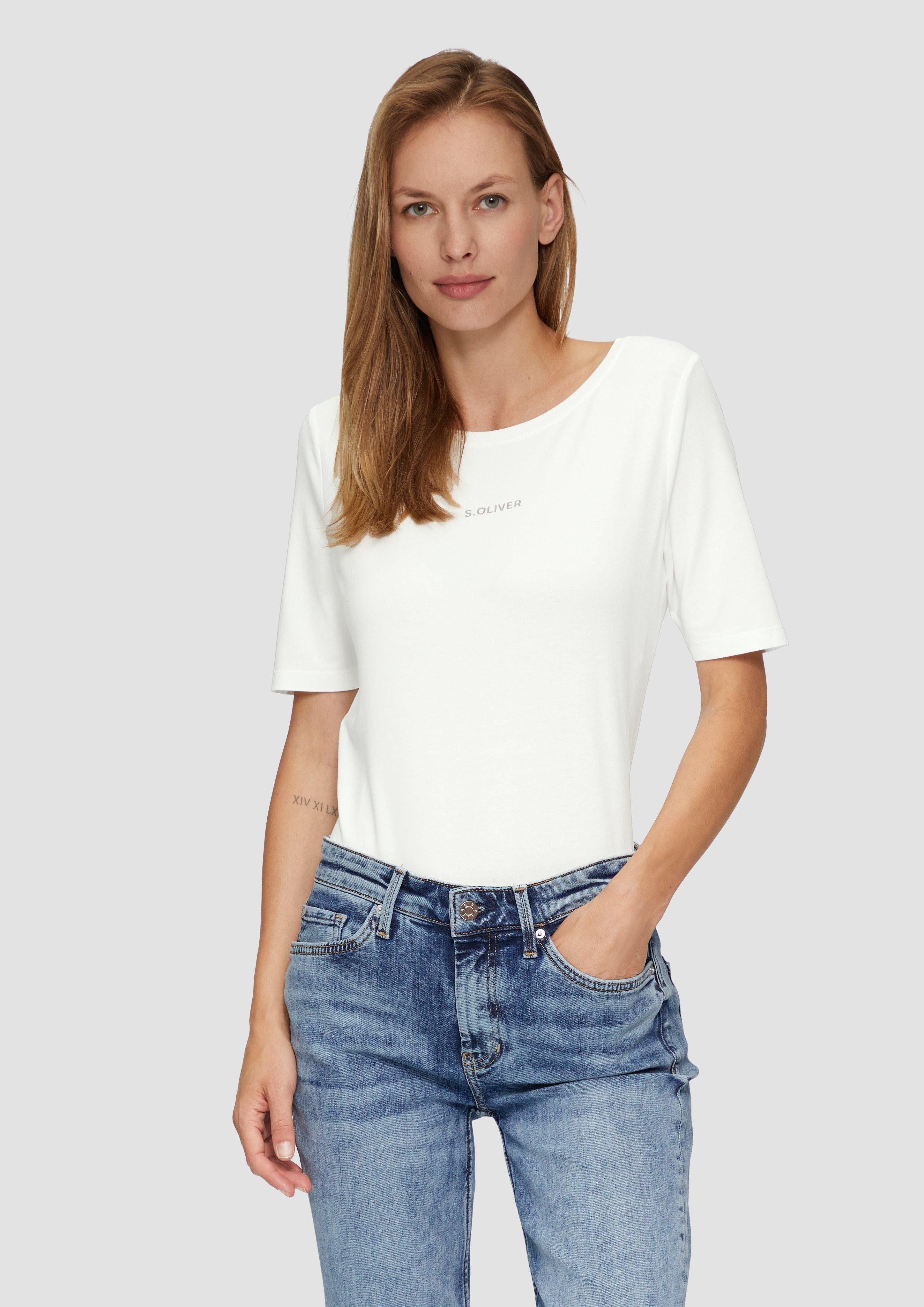 s.Oliver Kurzarmshirt Elastisches T-Shirt mit Logo-Print günstig online kaufen