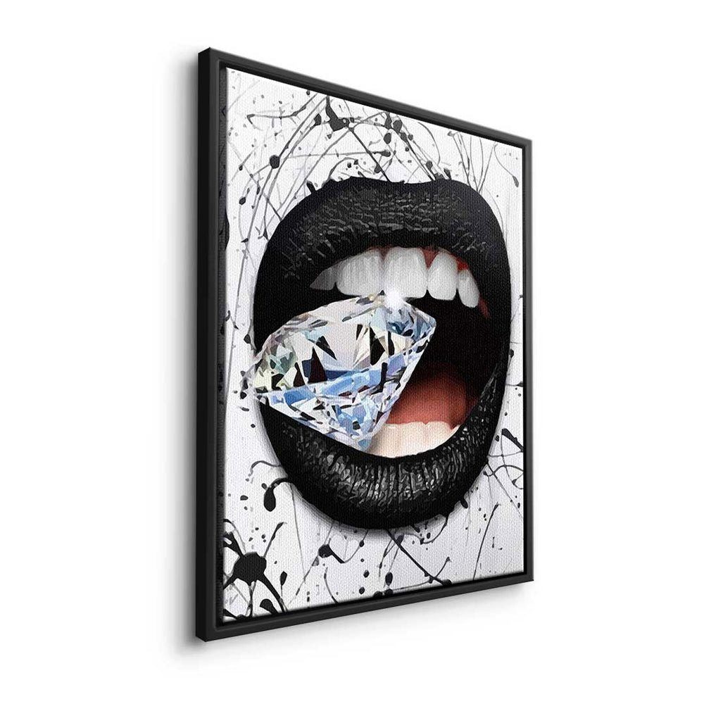 Leinwandbild, Rahmen Premium goldener Wandbild Diamond Modernes Leinwandbild Art - Mouth Pop - - DOTCOMCANVAS®