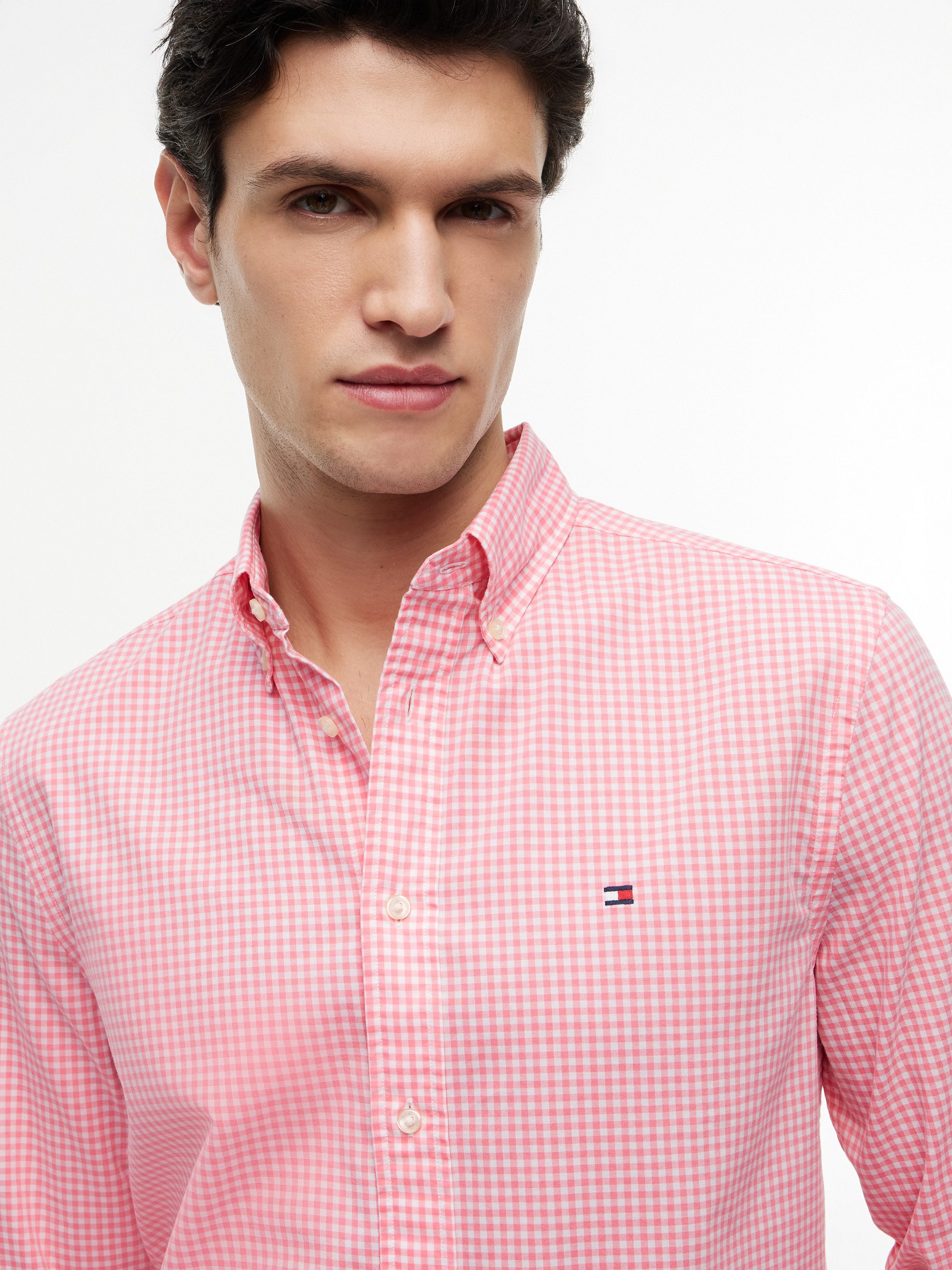 Tommy Hilfiger Langarmhemd FLEX POPLIN GINGHAM SHIRT Regular Fit Flex Cotton Gingham