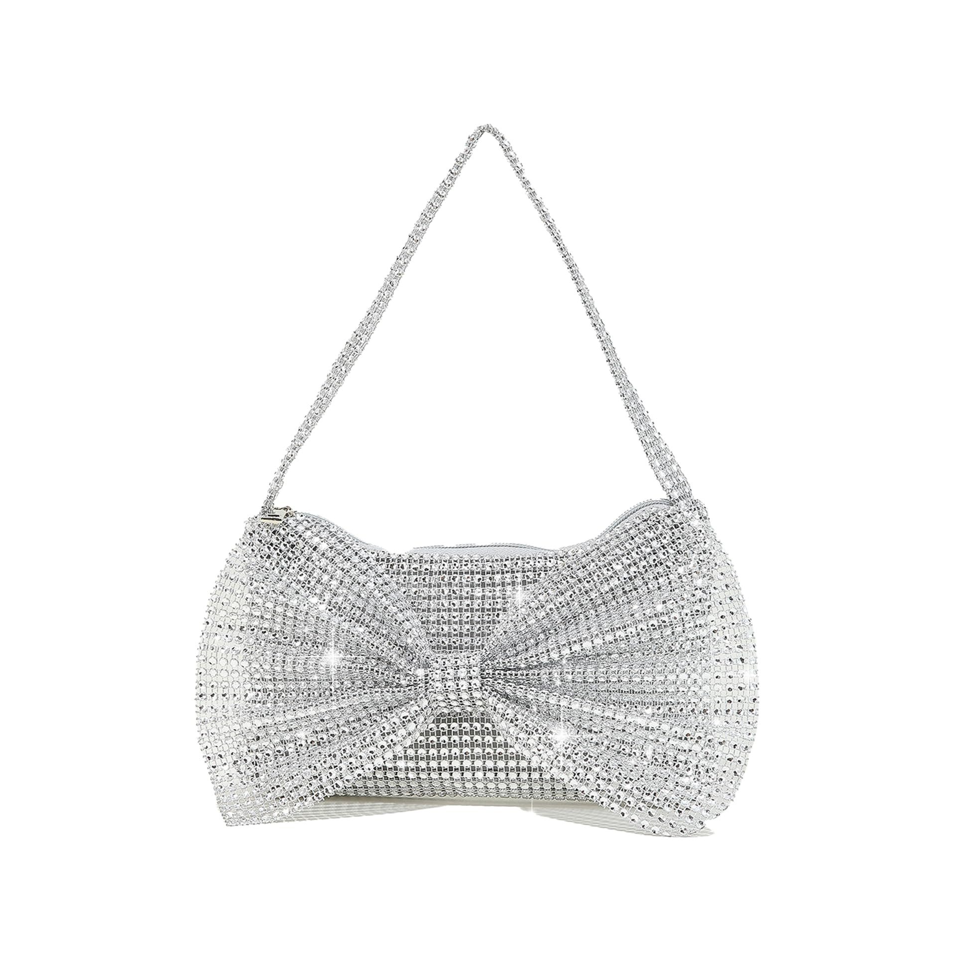 Zaewry Clutch Damen Abendtasche mit Schleife – Glitzernde Strass Handtasche, für Fest, Hochzeit & Party – Elegante Abendtasche für Frauen