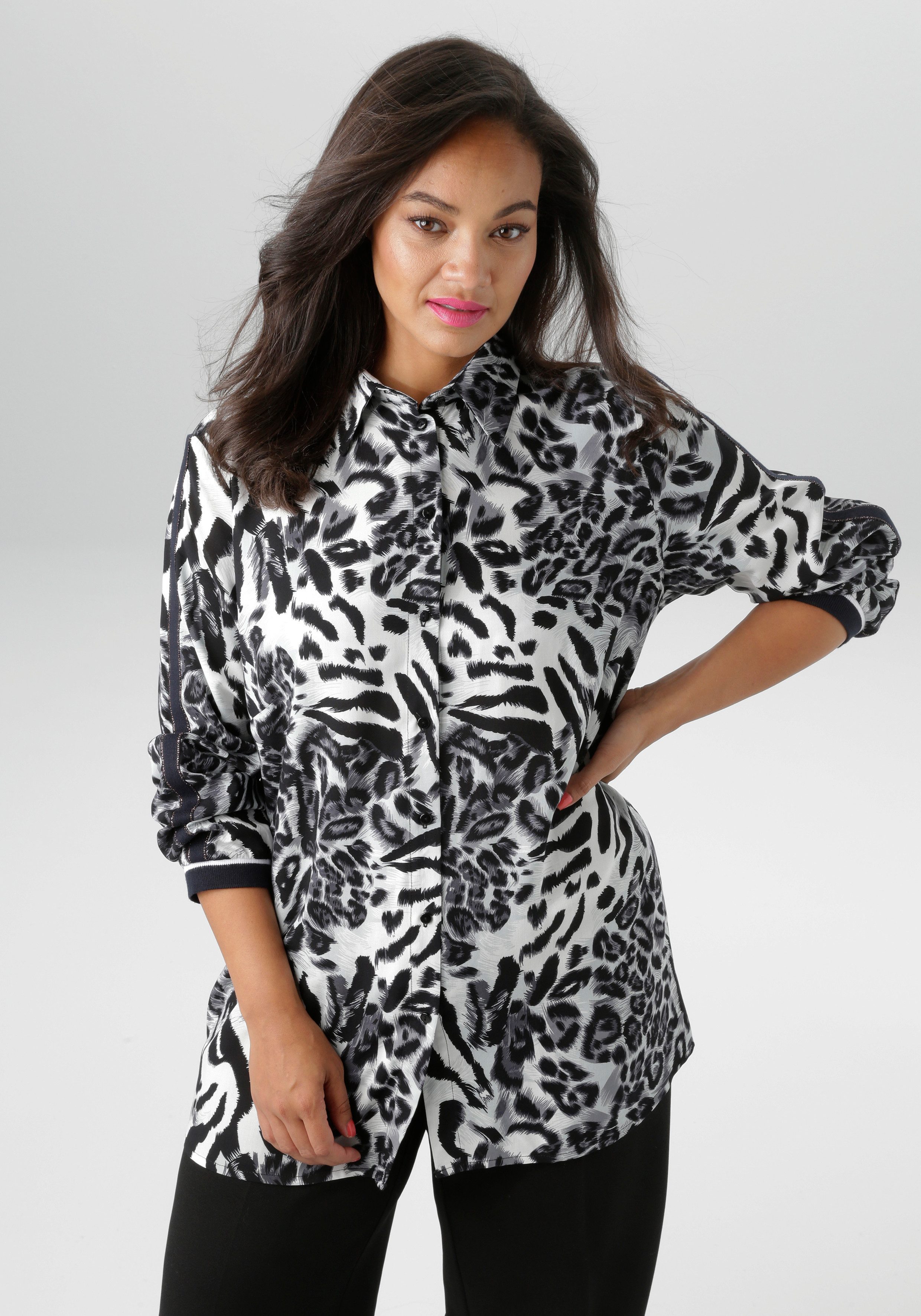 Aniston PLUS Hemdbluse in trendigen Animal günstig online kaufen