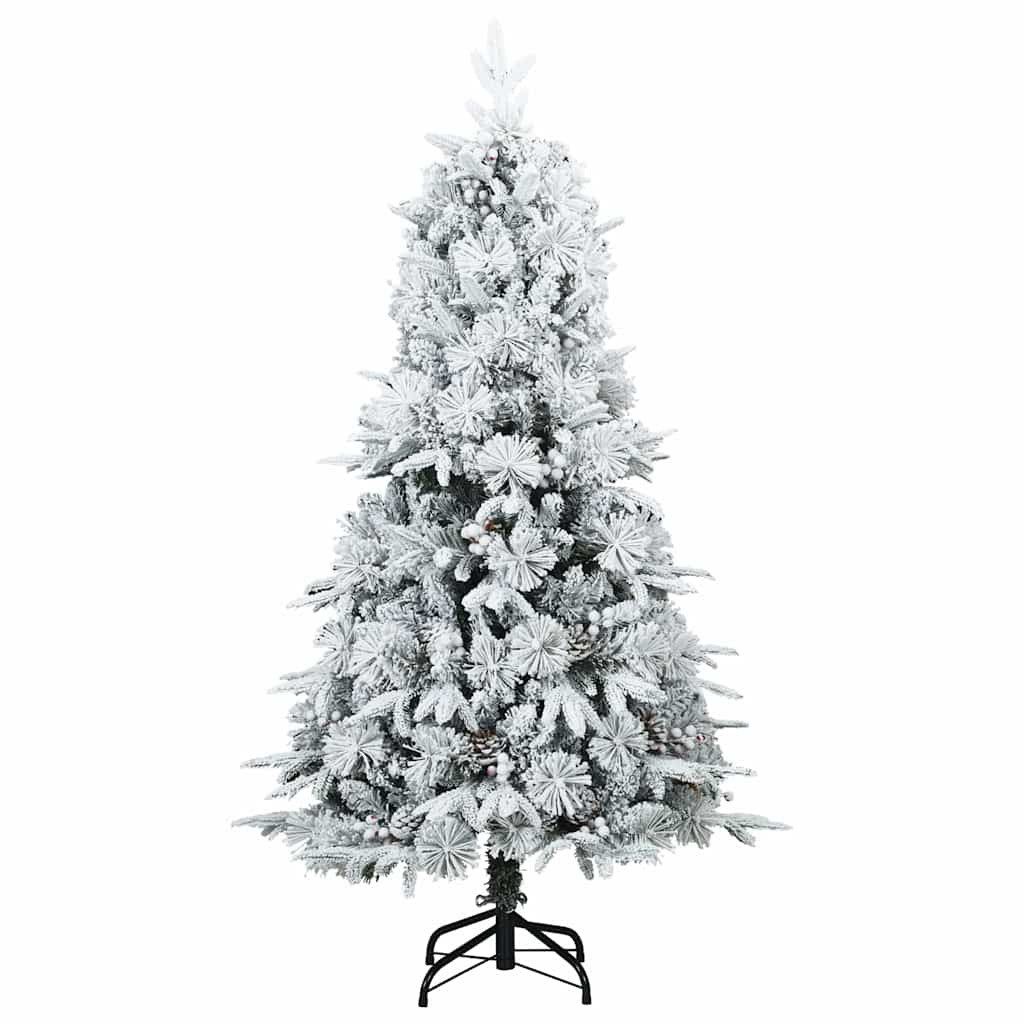 vidaXL Künstlicher Weihnachtsbaum Künstlicher Scharnier-Weihnachtsbaum schneebedeckt Weiß 150 cm
