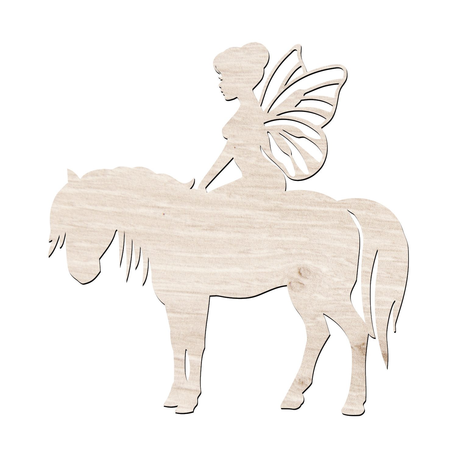 Namofactur LED Nachtlicht Fee auf Pferd Nachtlicht, Elfe Holz Wandlampe Kinder I Kinderzimmer, Mit Zugschalter, LED fest integriert, Warmweiß