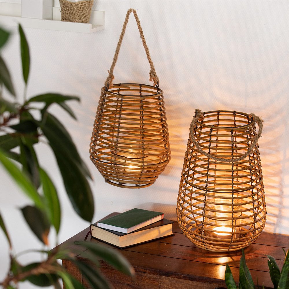 MICA Dekolicht Windlicht - mit Rattan günstig online kaufen
