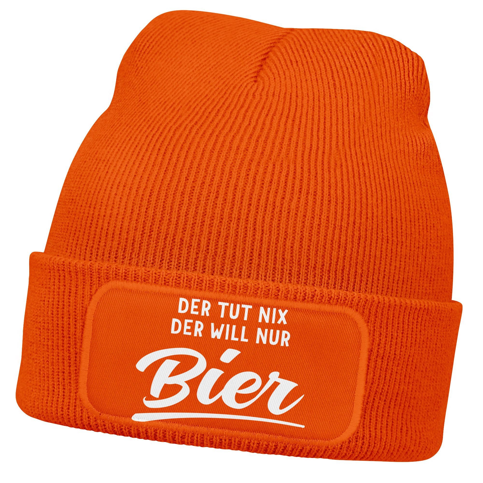 Strickmütze Herren Beanie mit Patch Lieblingsgetränk Party Strickmütze Spruch