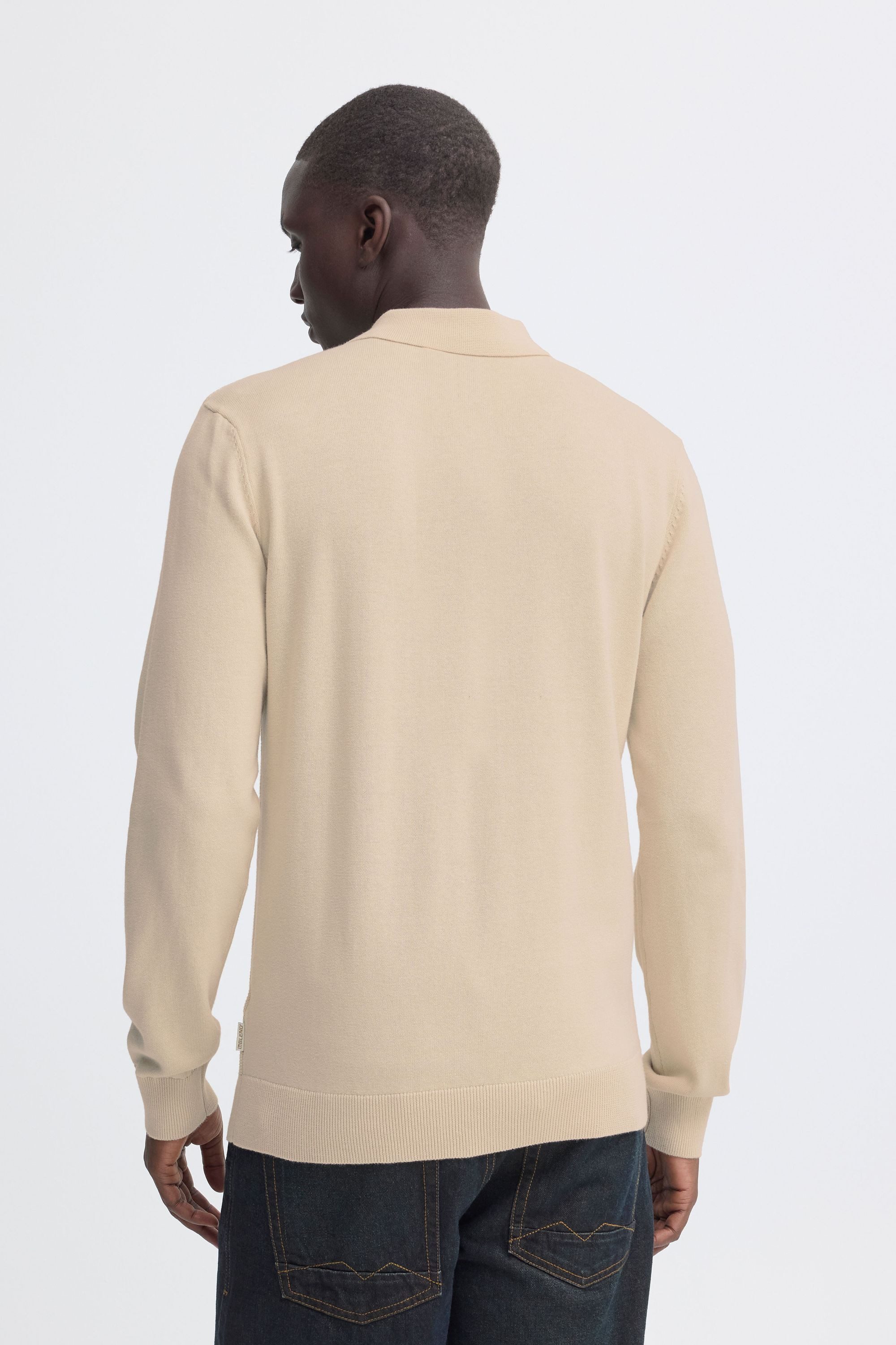 Blend Kurzarmshirt BHBaron (1-tlg) Eleganter Feinstrick-Pullover mit Polo-Kragen und Knopfleiste