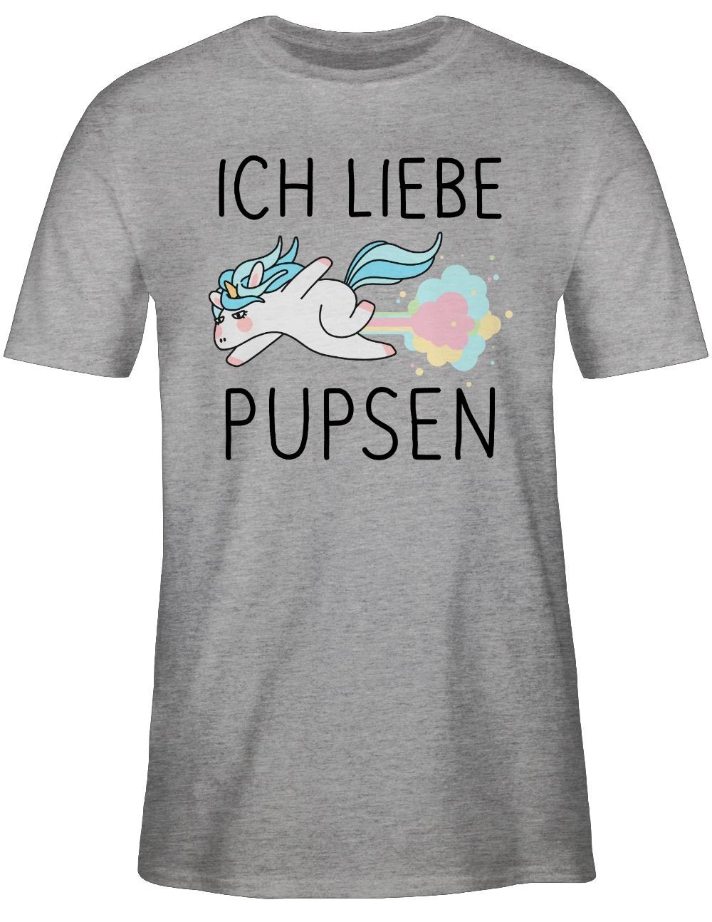 Lustig liebe Ich Einhorn Furtz pupsen Pups Shirtracer Fürze Geschenk - Grau 1 Geschenk meliert Einhorn T-Shirt
