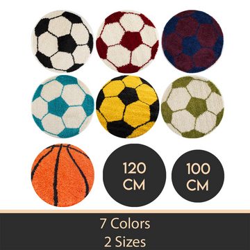 Teppich Basketball Design, Teppium, Rund, Höhe: 30 mm, Kinder Teppich Fußball-Form Kinderzimmer versch.farben und größen