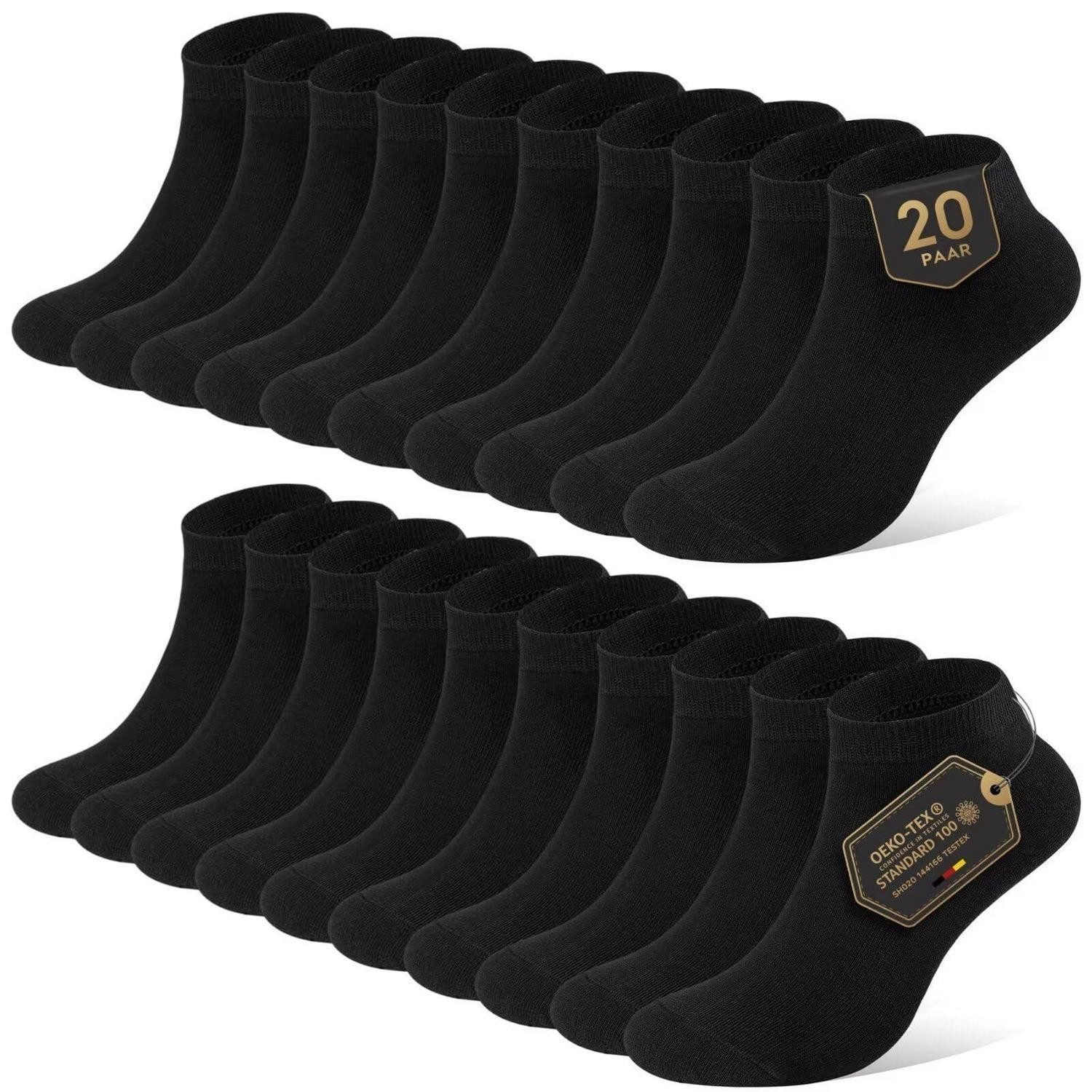 Sneakersocken Sneaker-Socken Herren/Damen 10 Paar Schwarz 43-46