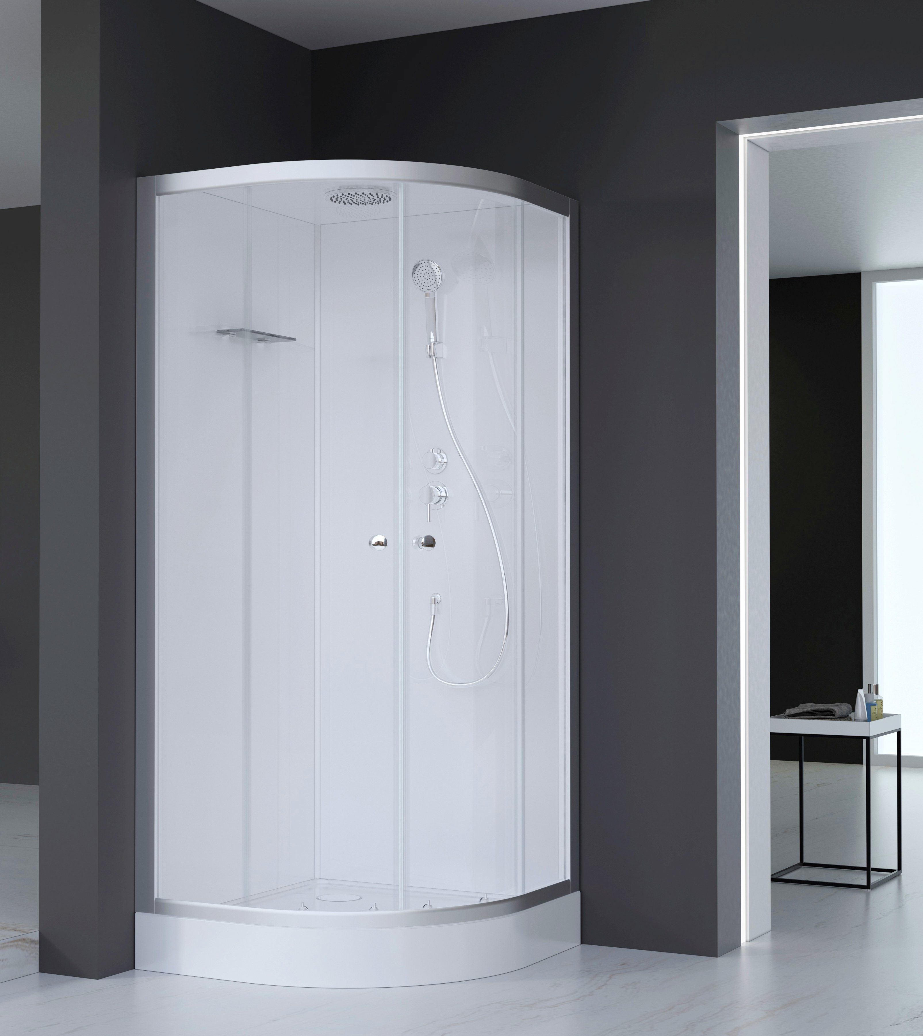 Marwell Komplettdusche Silver Round, BxT: 90x90 cm, Einscheibensicherheitsglas, inkl. Armaturen