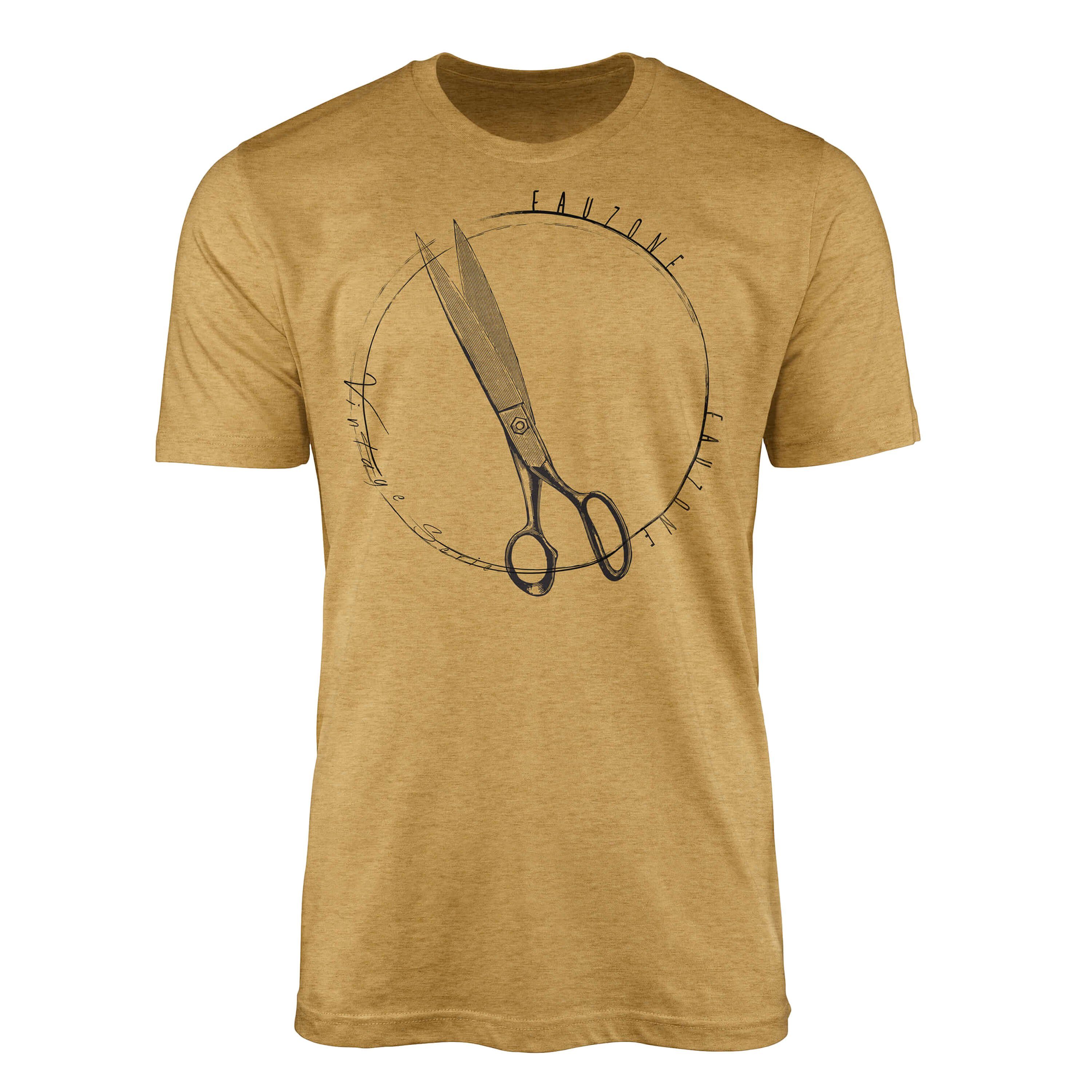 Sinus Art T-Shirt Vintage Herren T-Shirt Schere Antique Gold