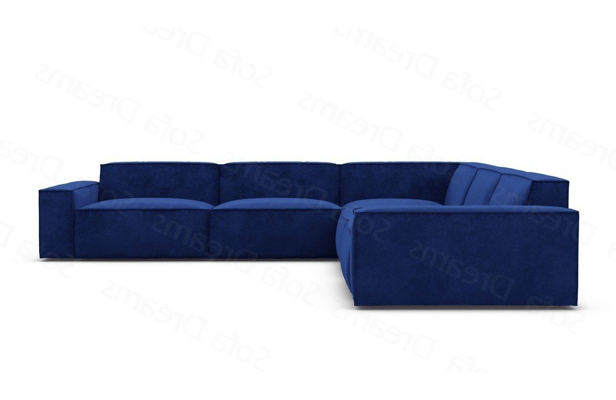 Dreams Ecksofa Eckcouch Samtsofa L dunkelblau-MO77 Loungesofa Polsterecksofa Sofa Formenta Sofa Form Stoff Stoffsofa,