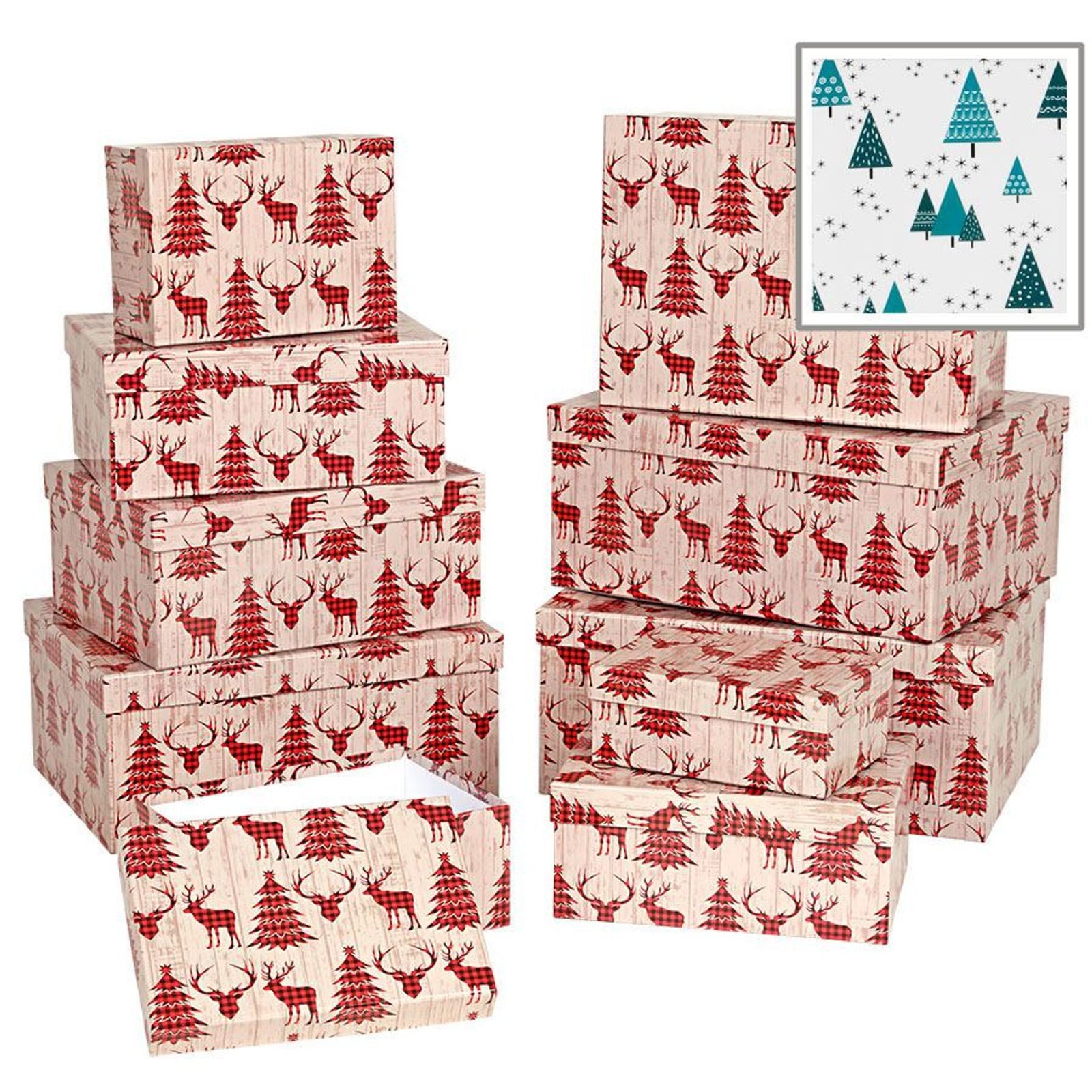 BURI Dekokiste Dekoboxen-Set Weihnachten 10-teilig