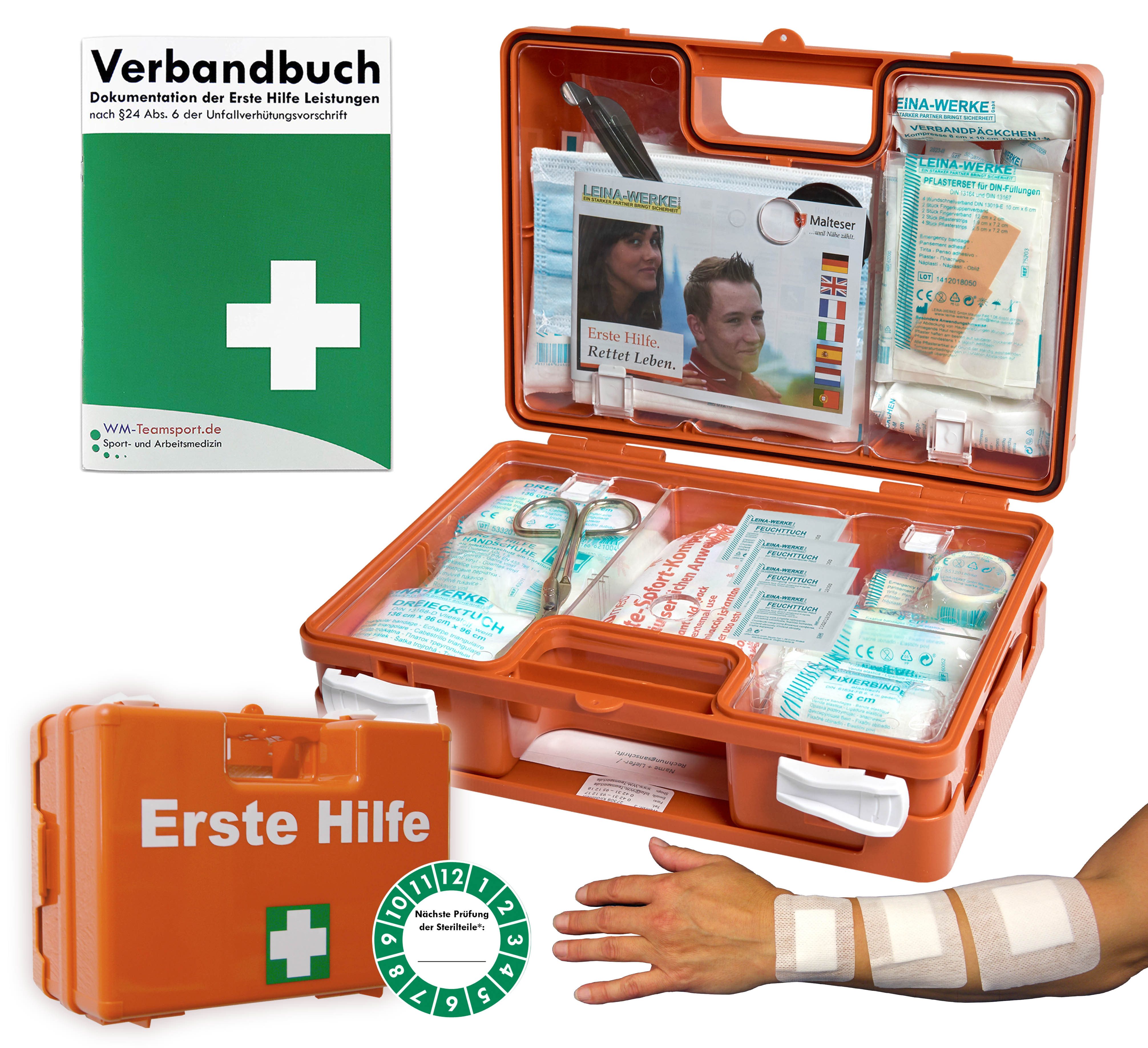 WM-Teamsport Erste-Hilfe-Koffer Verbandskasten Erste-Hilfe "EVO K" DIN 13157 + sterile Wundpflaster