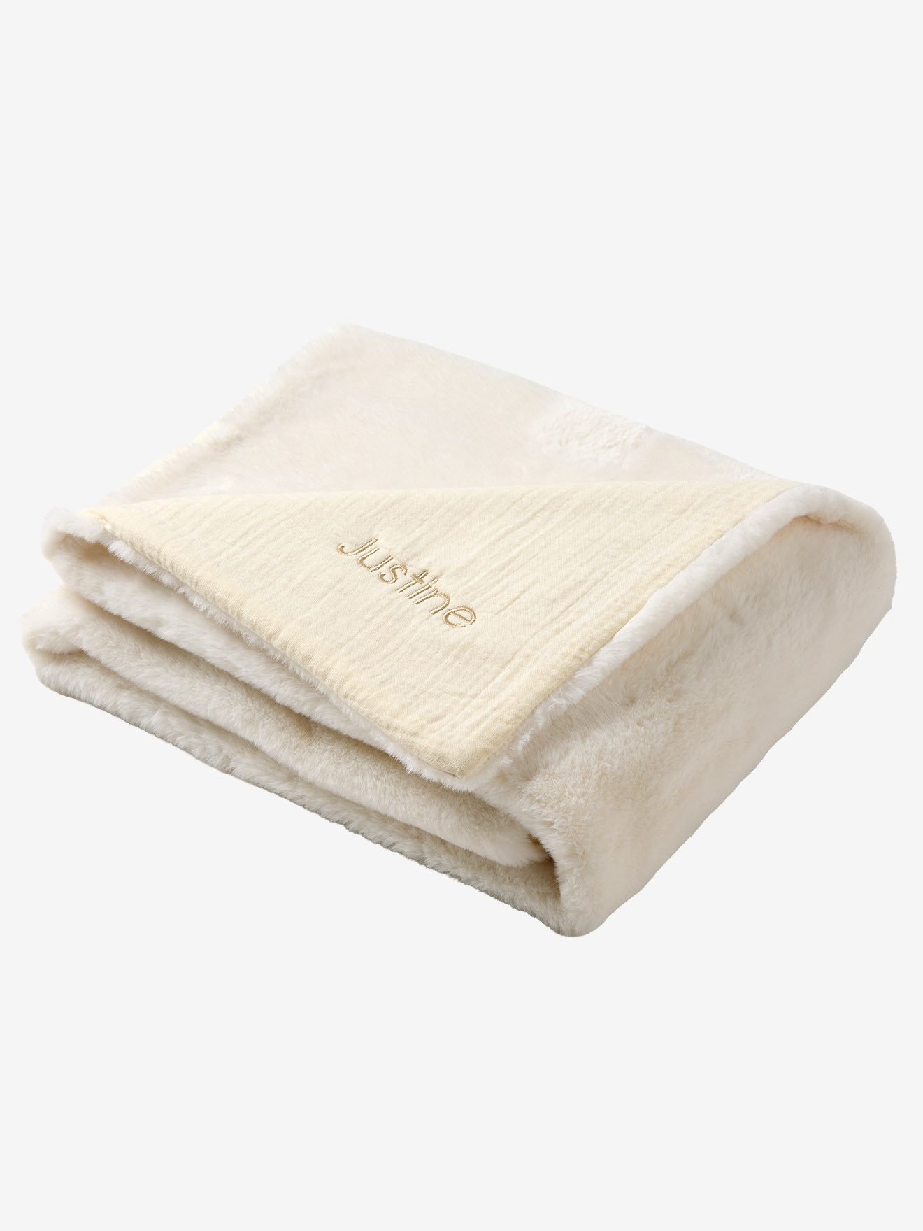 Babydecke Baby Decke aus Musselin und Webpelz, vertbaudet