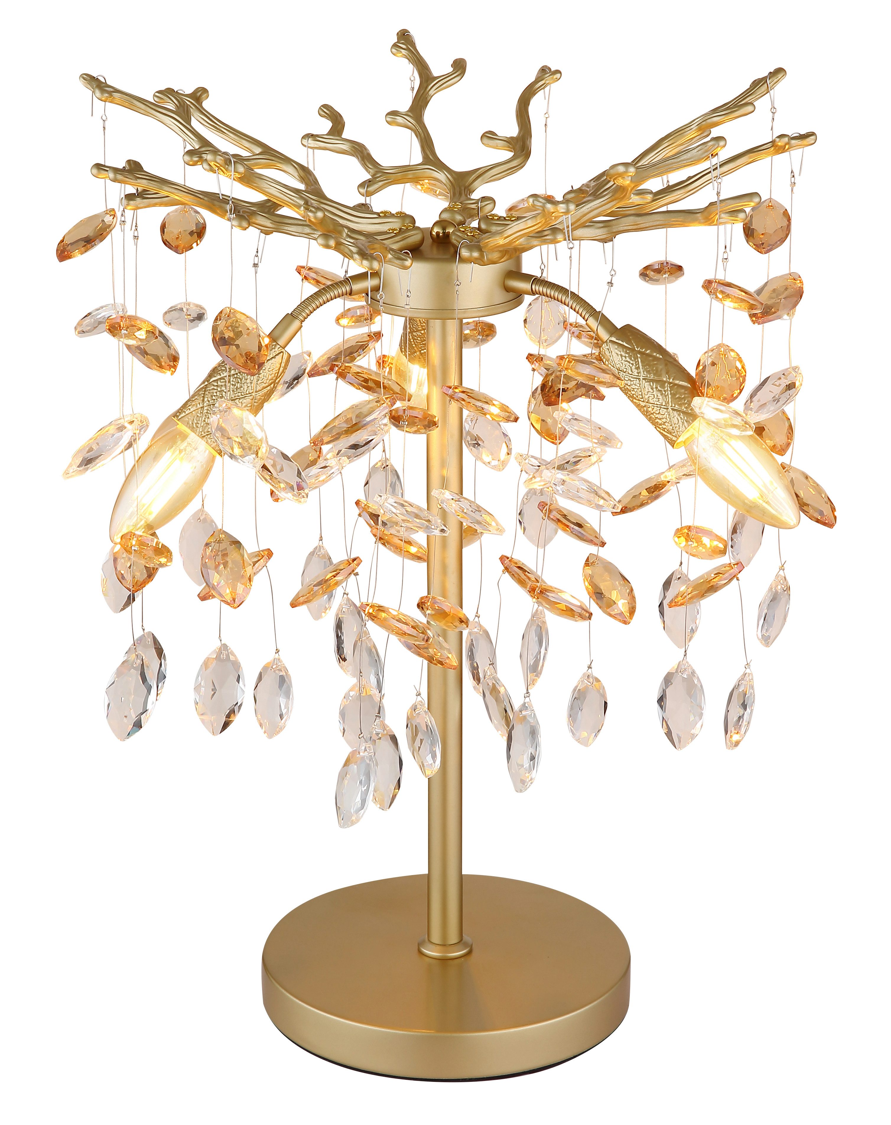 GLOBO LIGHTING Tischleuchte QUEENA, ohne Leuchtmittel, Tischleuchte für Wohnzimmer Kristall gold