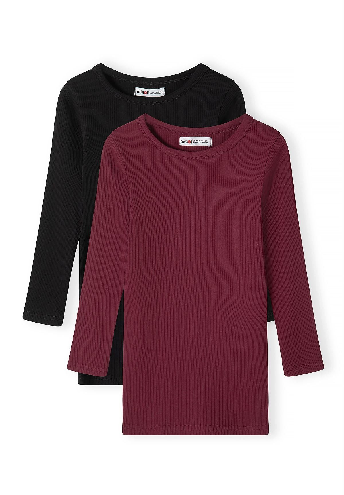 MINOTI Shirtkleid für Mädchen aus Rippjersey (Packung, 2-tlg) lange Ärmel