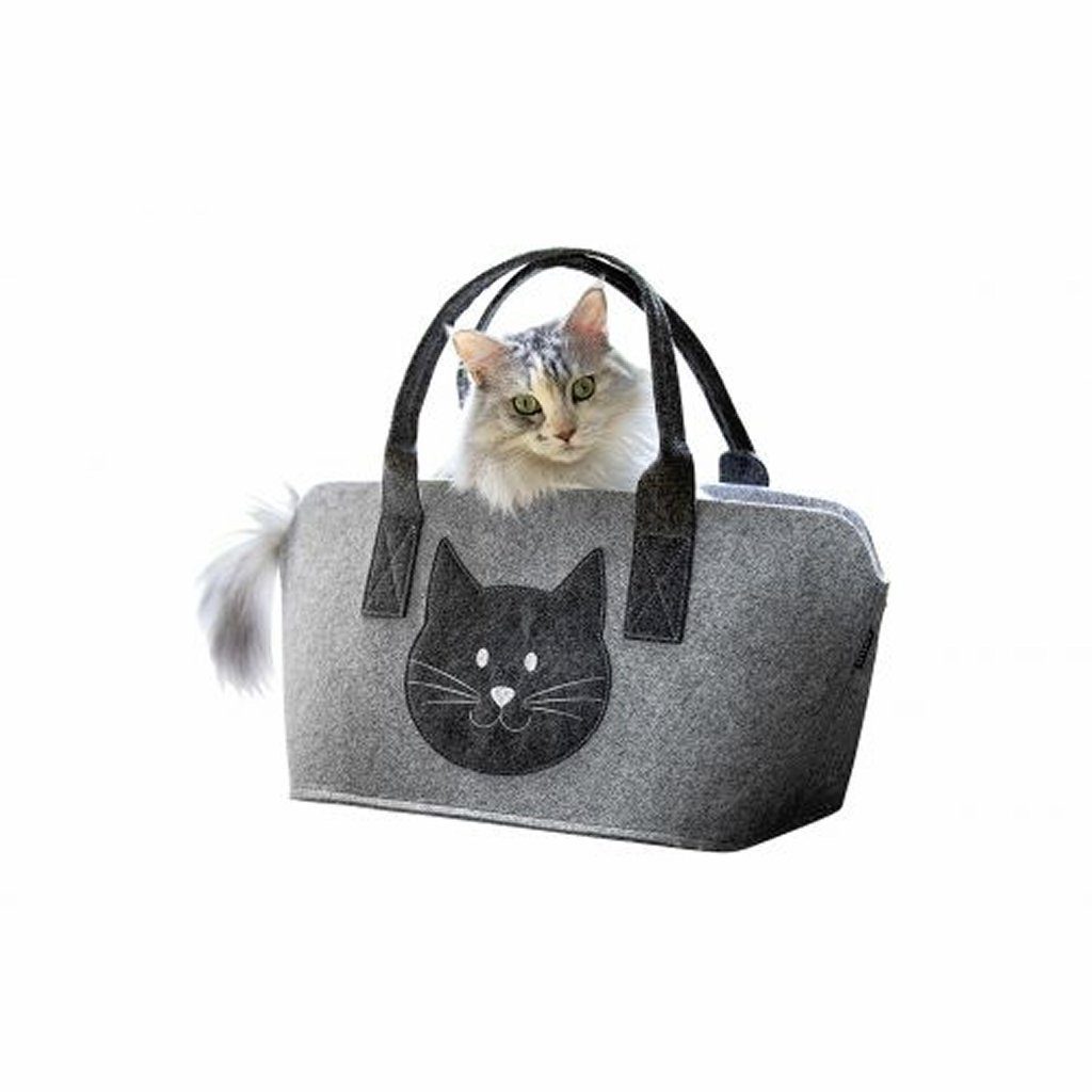 GILDE Einkaufsshopper Filz Tasche Katze grau
