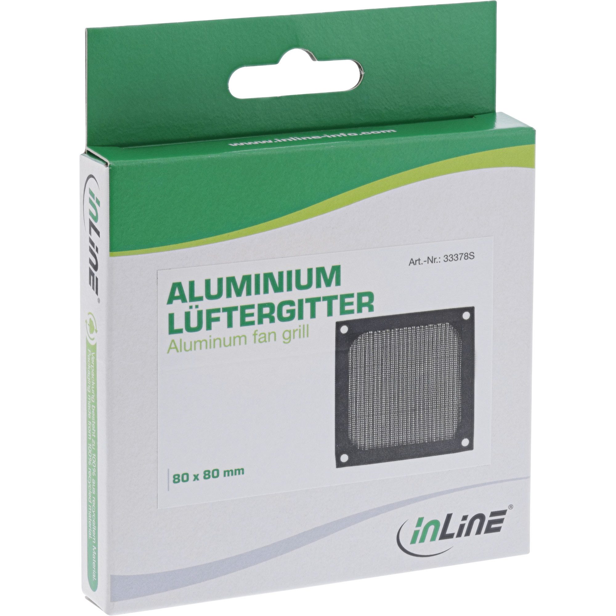 Inline Lüftungsgitter InLine® Lüftergitter, Aluminium Filter, 92x92mm, schwarz