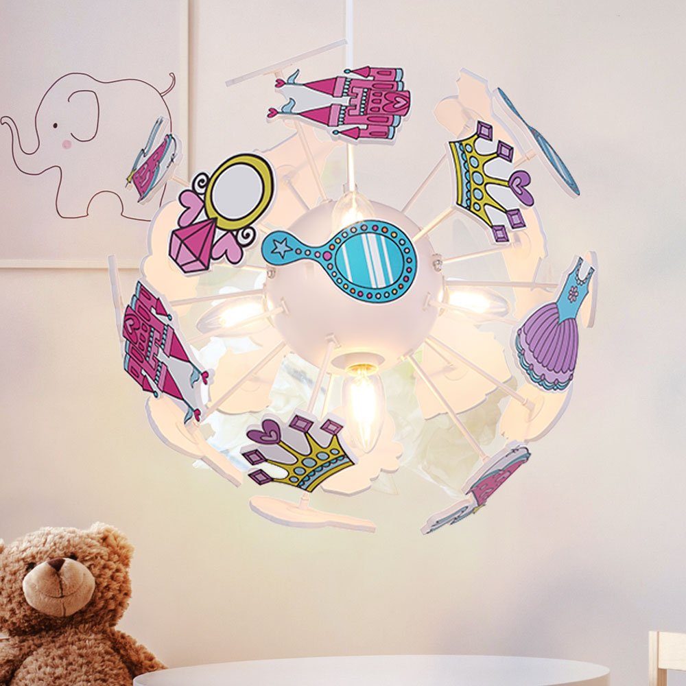 GLOBO LIGHTING Dekolicht, Leuchtmittel nicht inklusive, Mädchen Hänge Strahler Schloss Krone Kleid Lampe Kinder Spiel