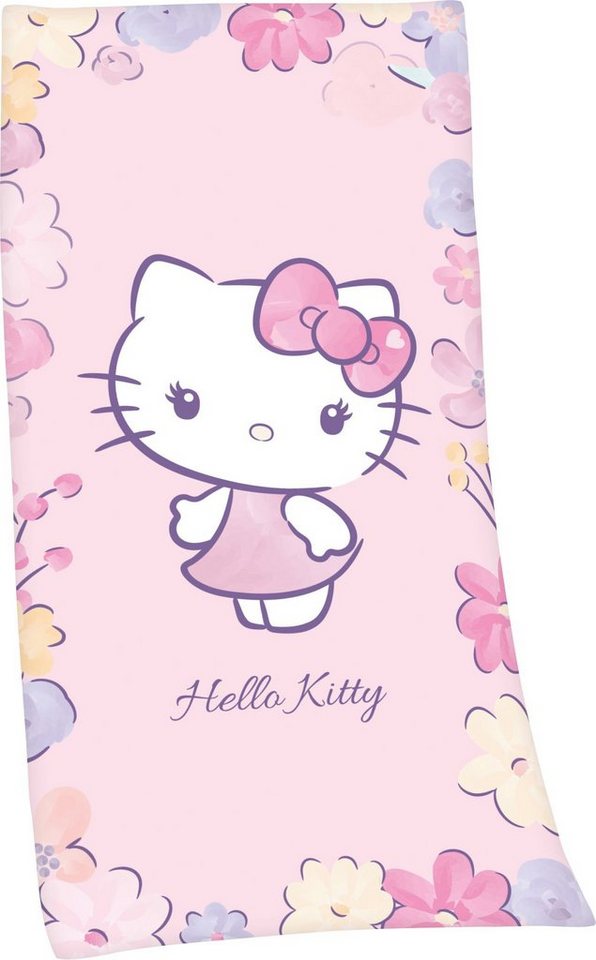 Hello Hello hochfarbig Kitty, bedruckt Kitty (1-St), Badetuch Velours