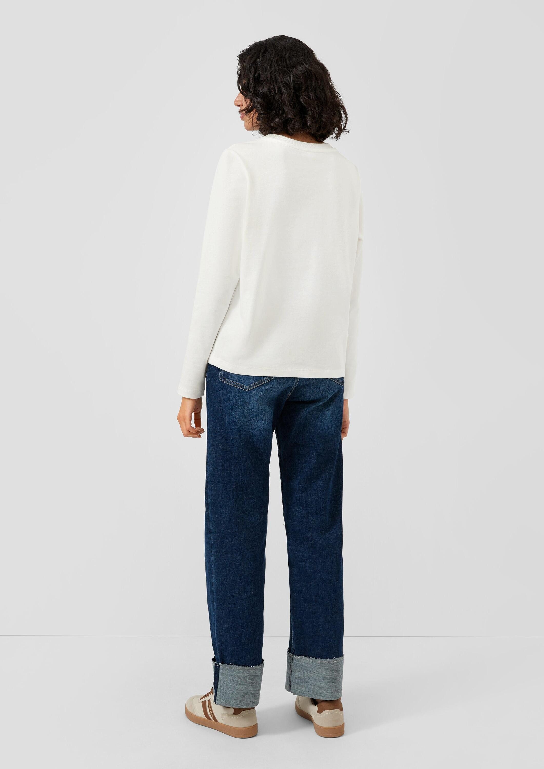s.Oliver Langarmshirt T-Shirt Longsleeve mit Perlenschriftzug