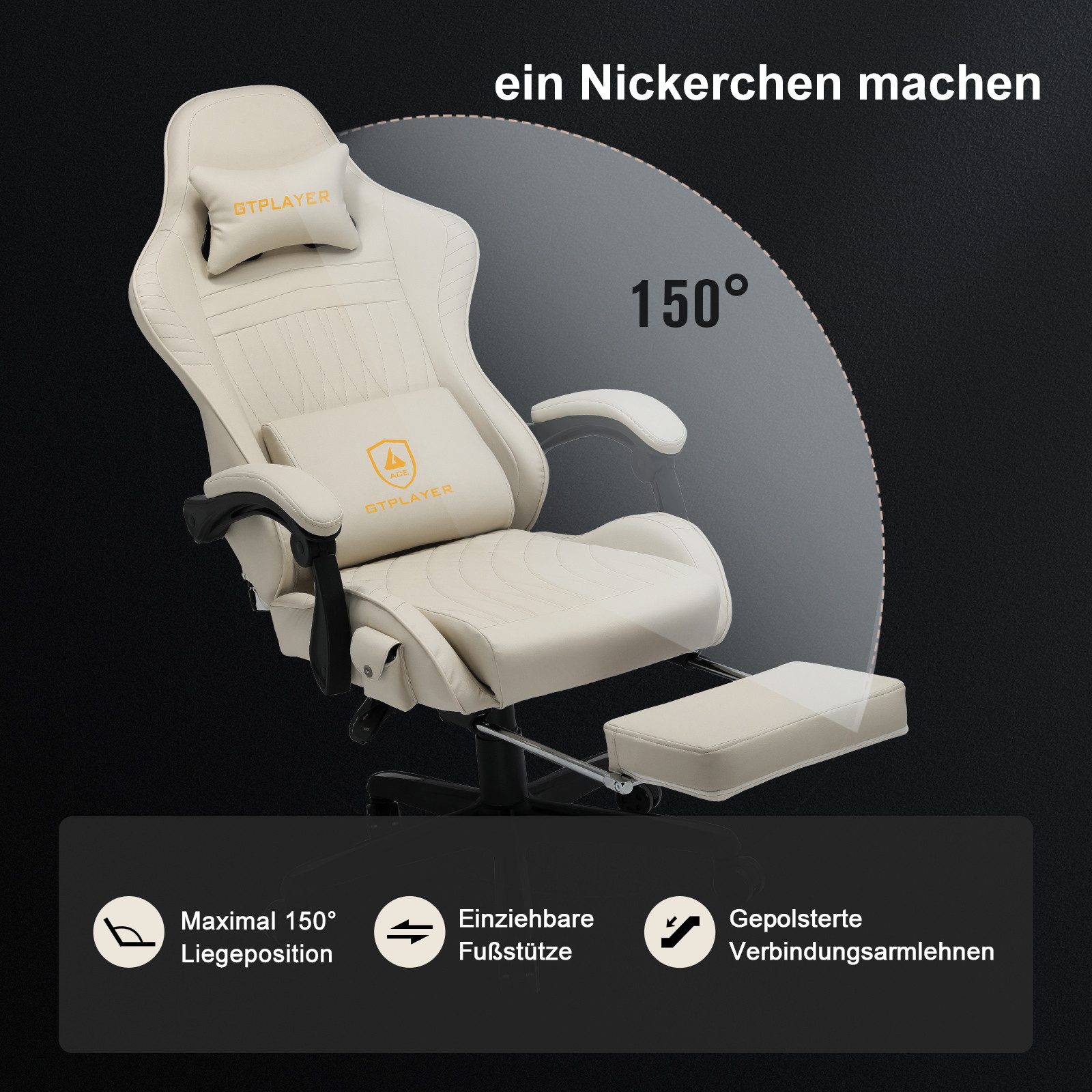 GTPLAYER Gaming-Stuhl ergonomischer Bürostuhl mit HIFI Stereo Lautsprecher, Verbindungsarmlehen beeindrukende Klang-atmosphäre – Bild 3 von 5