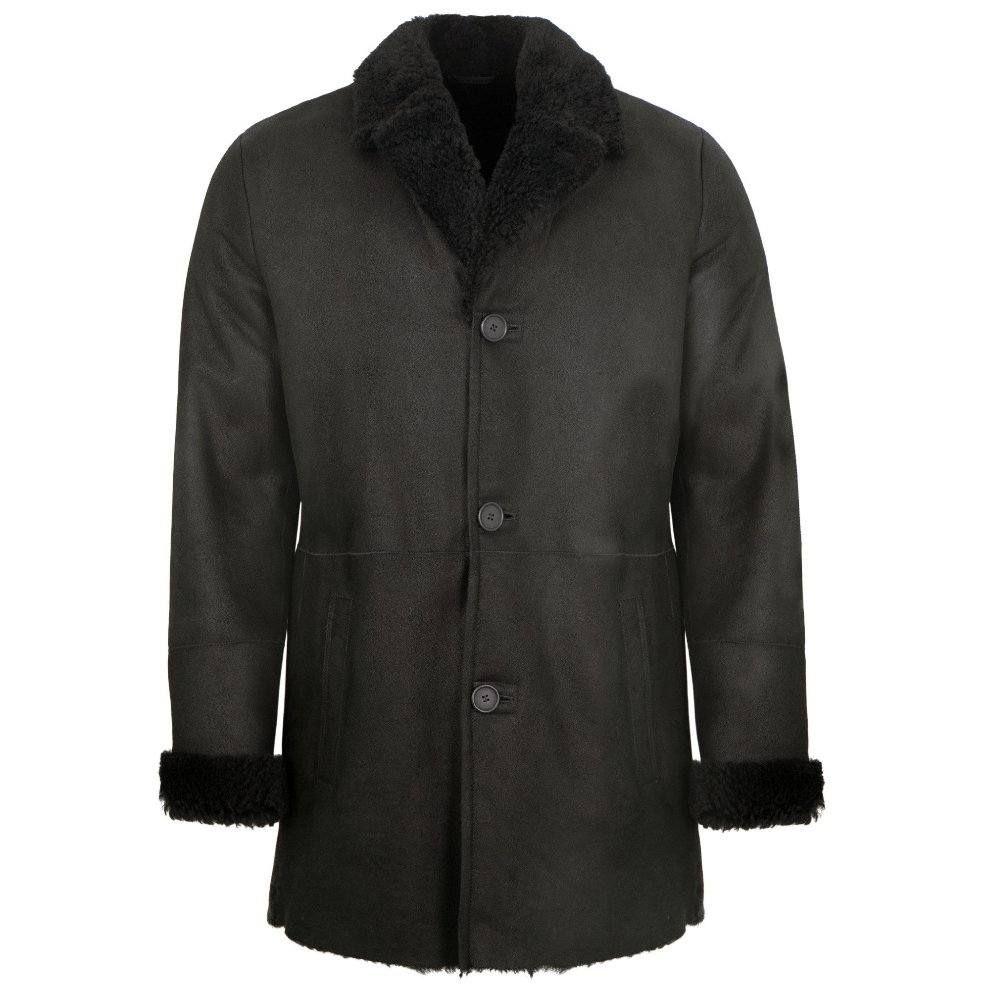Jilani Lederjacke Semias Jilani Collection - Herren Lammfellmantel Lederjacke Lammfell schwarz