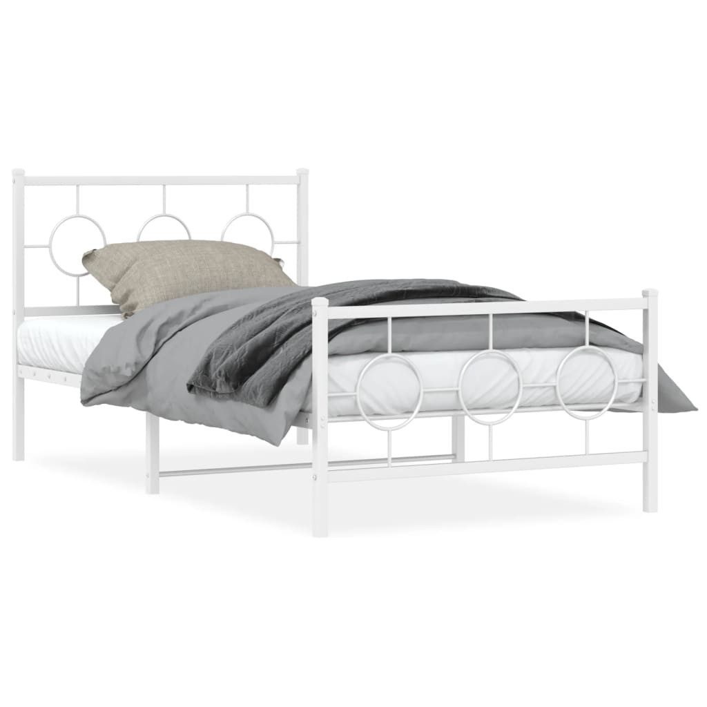 vidaXL Bett Bettgestell mit Kopf- und Fußteil Metall Weiß 100x190 cm günstig online kaufen