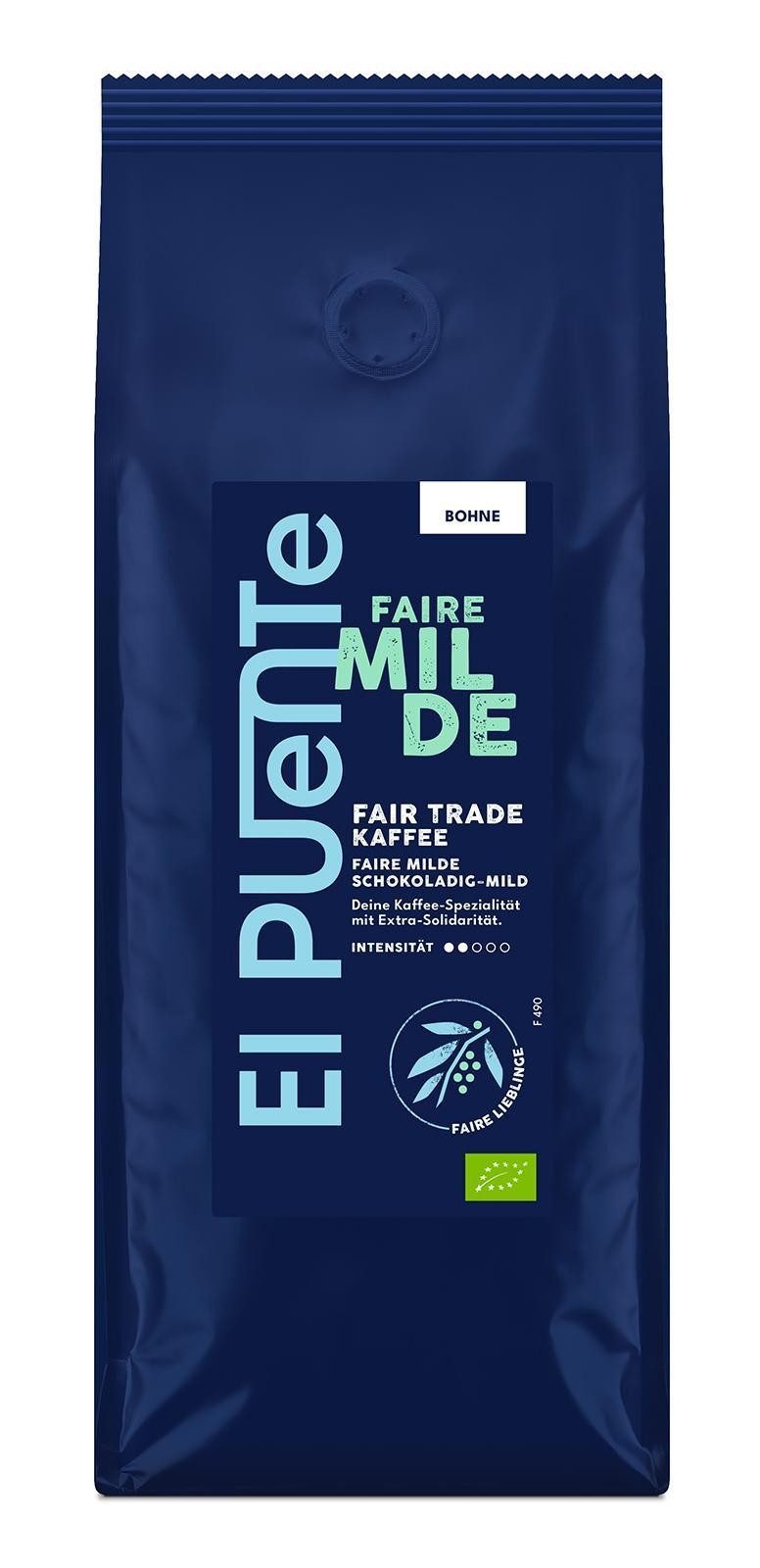 El Puente Kaffee Faire Milde - Bio-Kaffeebohnen 500 g, Fair Trade, Vegan, Bio, Handmade