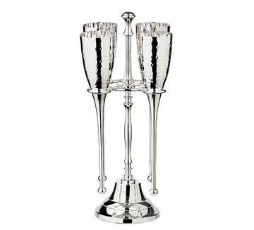 EDZARD Gläser-Set Didi, Stahl, Sektflöten mit Glanz-Finish, Sektgläser-Set für Champagner, Sektkelche mit Füllmenge 200 ml, Höhe 23 cm, versilbert