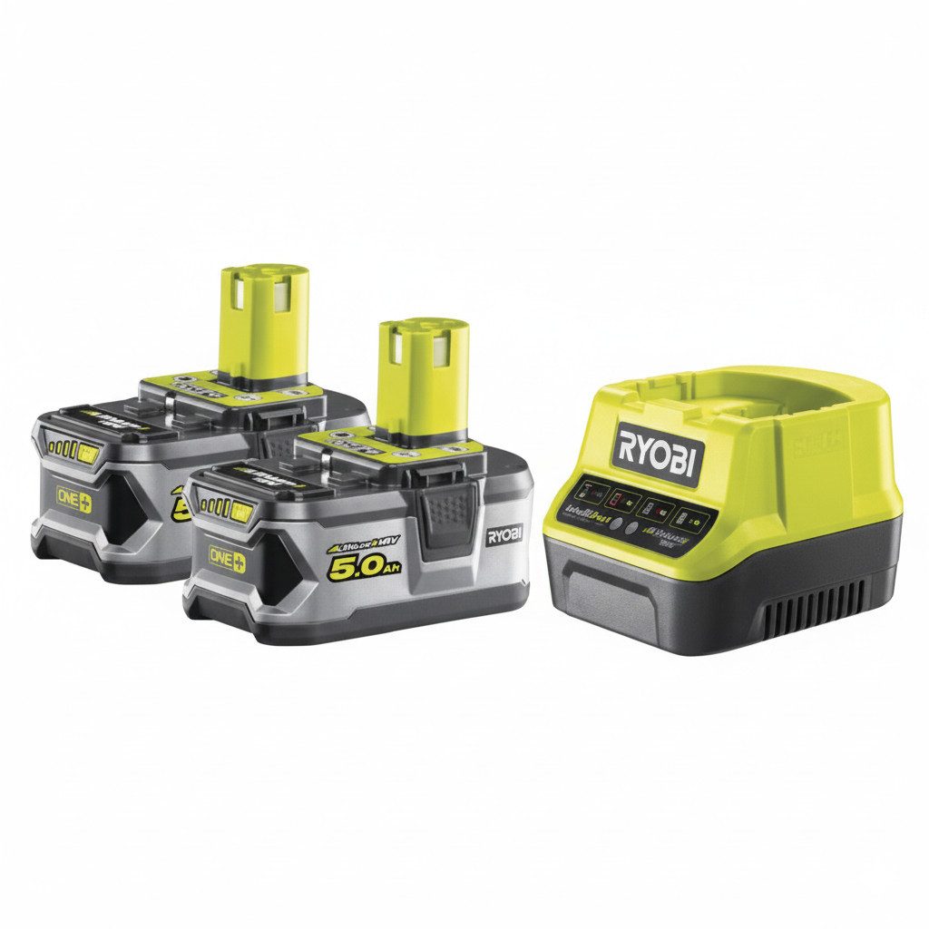 RYOBI Ryobi RC18120-250 Ladegerät 2,0 A + 2× 5,0 Ah Akku ONE+ 18 V Akku-Set (1 St)