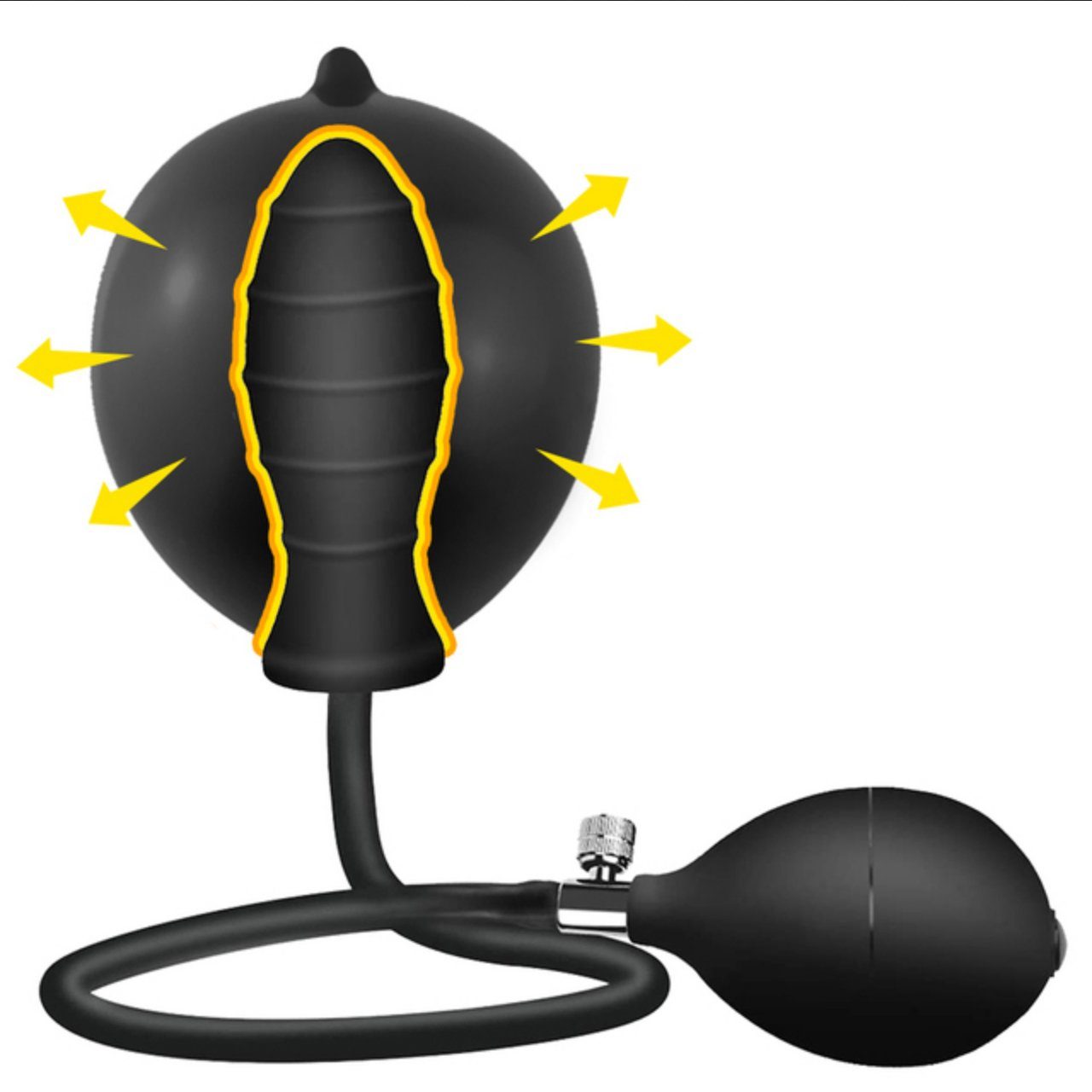 TPFSecret Analplug Inflatable Plug für Frauen und Männer, von 3,3cm bis 12,7cm stufenlos aufblasbar, Anal Dehner mit Pumpe Anal Plug aufblasbar Farbe Schwarz