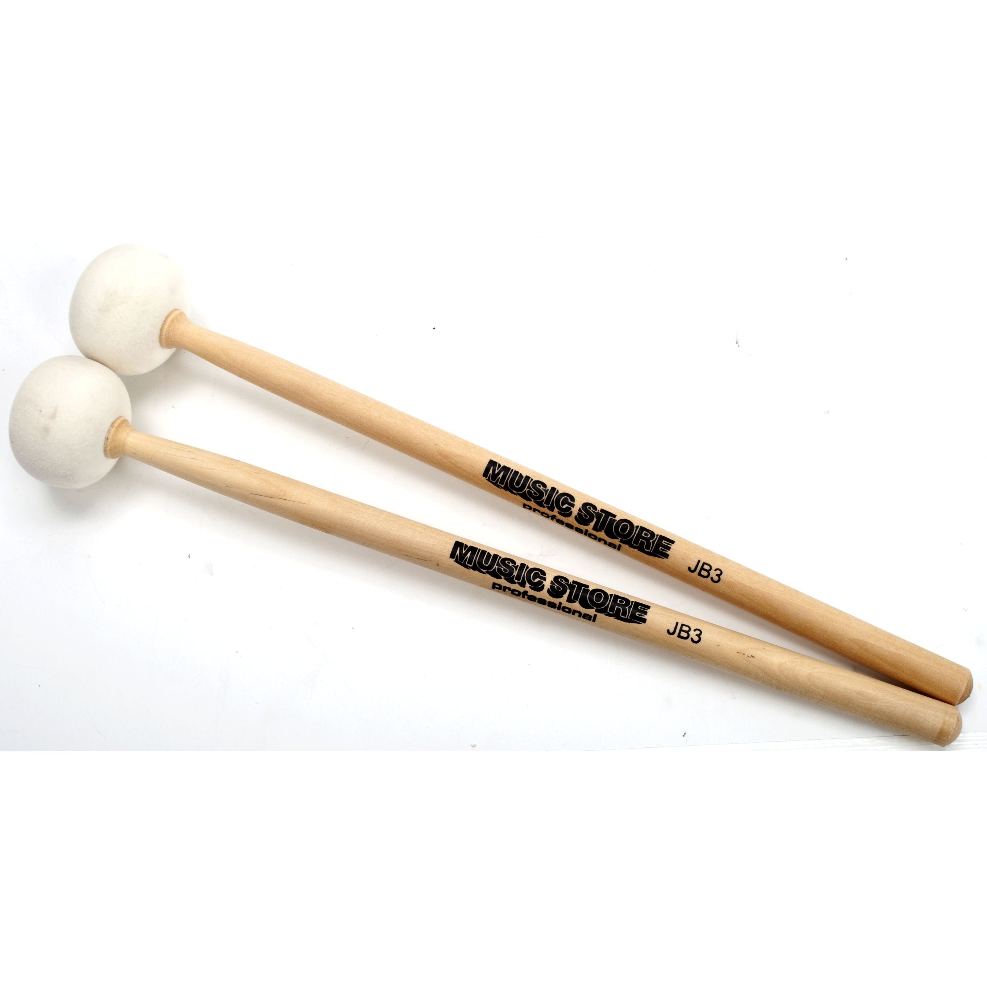 FAME Holzschlägel (Konzert Percussion Paukenschlägel 370mm Länge Hart Filzkopf Holzstiel Ideal für Konzertpauke Weiß Runde Kopfform, Sticks, Beater und Mallets, Concert Percussion Schlägel), Konzert Paukenschlägel, Filzkopf, Holzstiel
