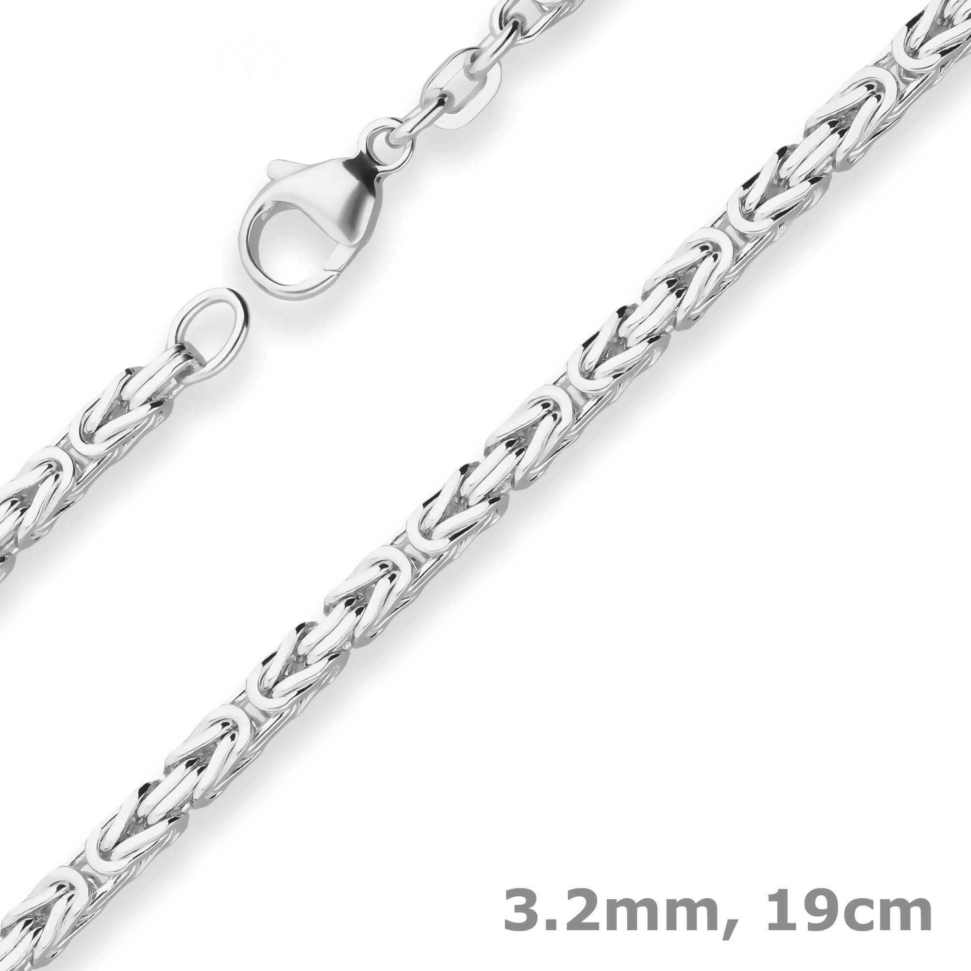 Schmuck Krone Königsarmband 3,2mm Armband Königskette aus 925 Silber 19cm, Silber 925