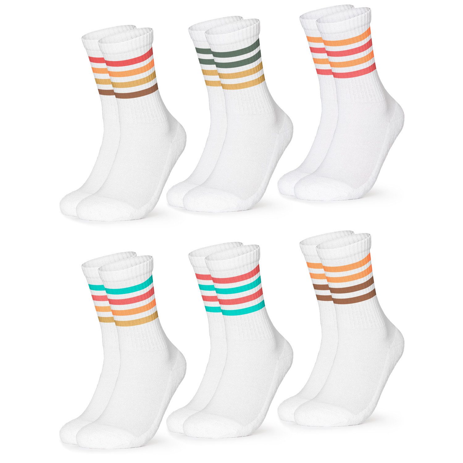 OCCULTO Tennissocken Herren Retro Tennissocken 6er Pack (Modell: Roger) (6-Paar)