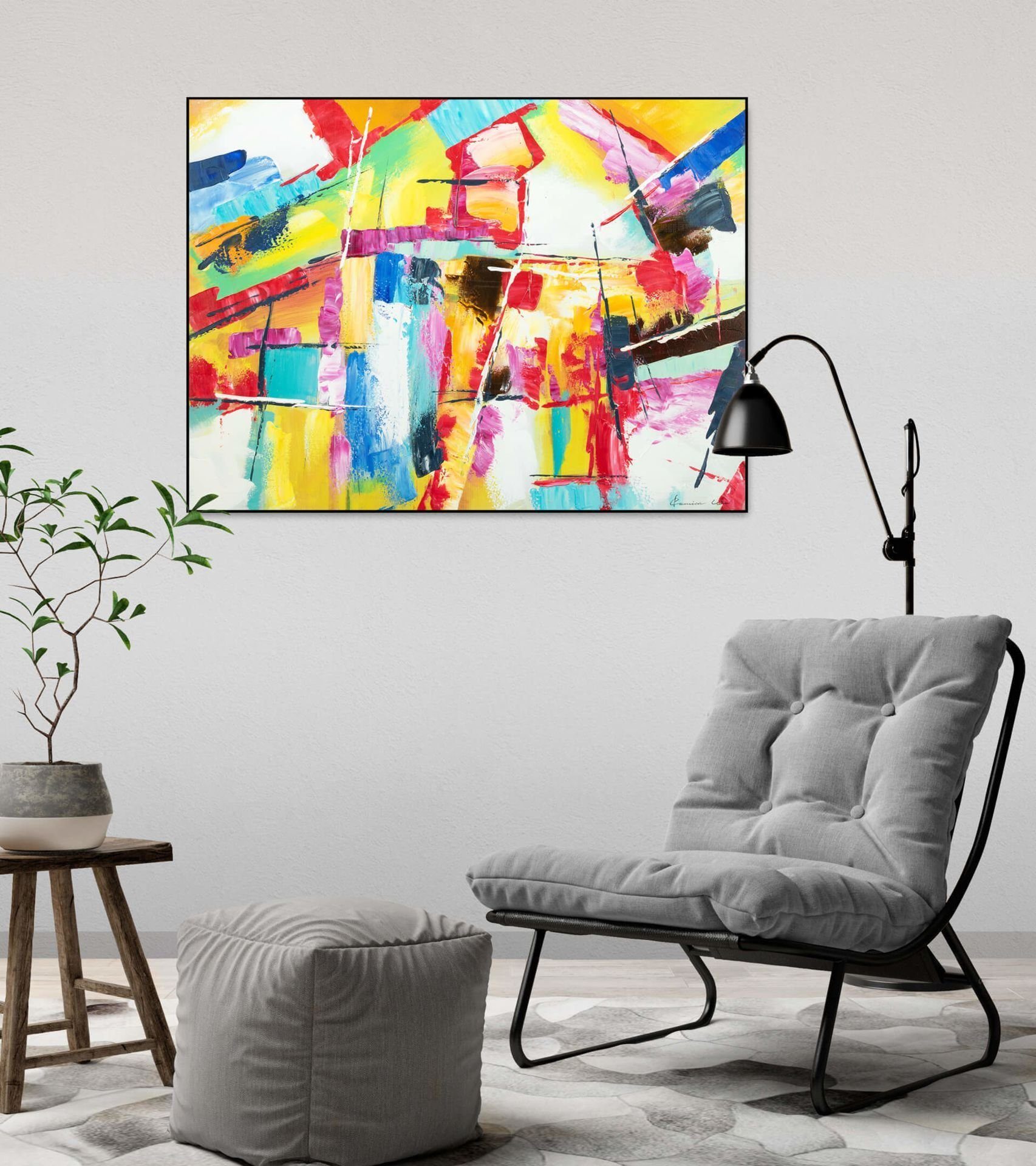 Potpourri Kreatives Wandbild Wohnzimmer HANDGEMALT cm, 100% Leinwandbild 100x75 Gemälde KUNSTLOFT