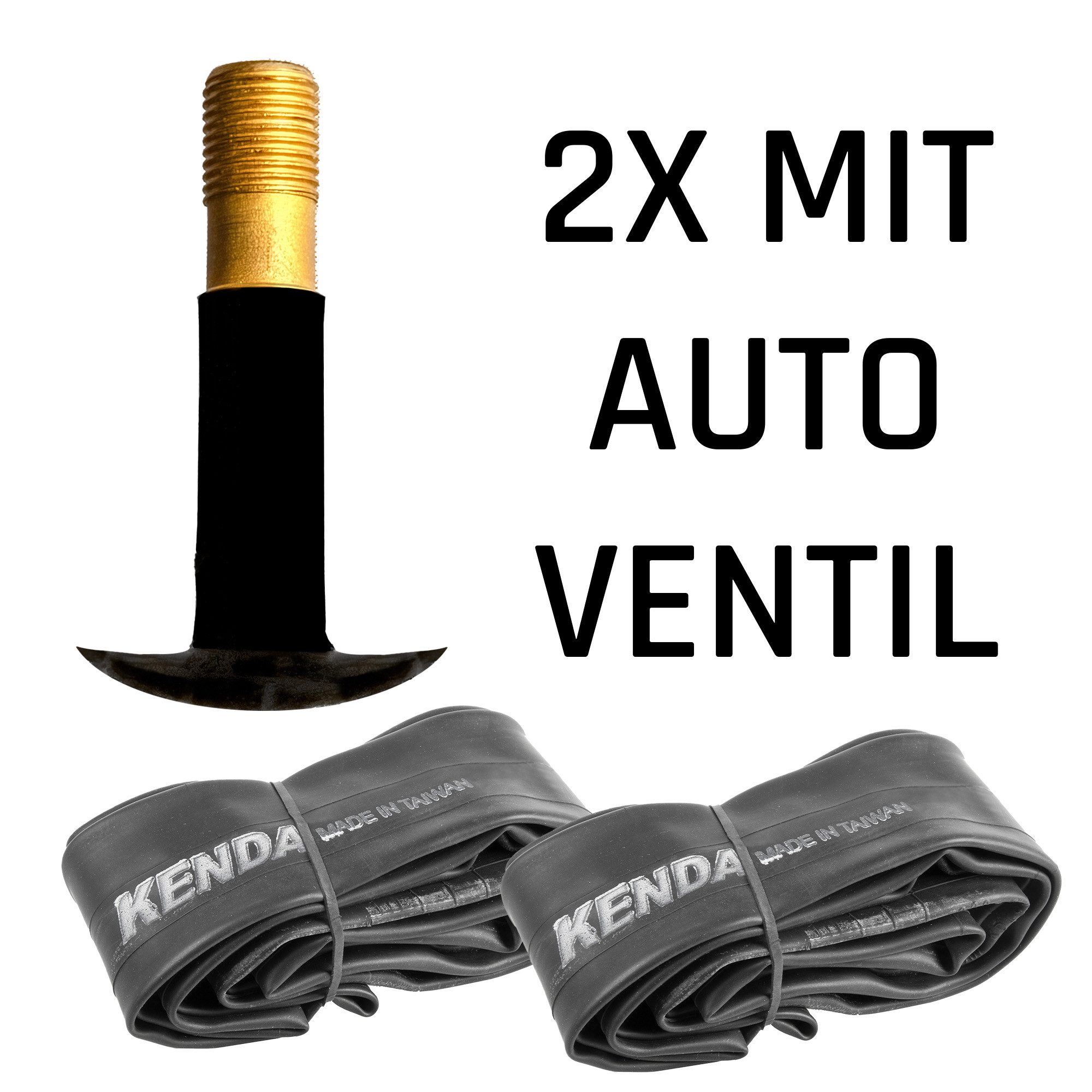 KENDA Fahrradschlauch Schlauch, 14 Zoll, (Doppelpack, 2-St), Fahrradschlauch 12 - 29 Zoll Auto Schrader Dunlop Französisches Ventil